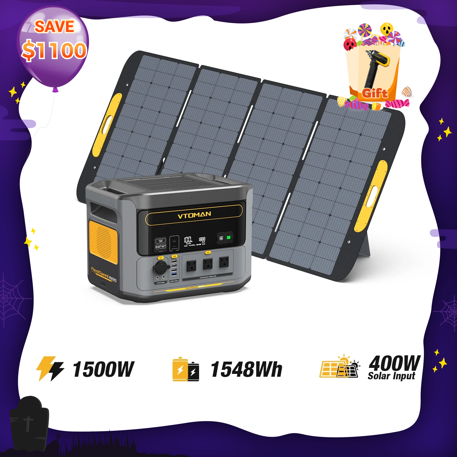 FlashSpeed 1500 with 400W Solar Generator