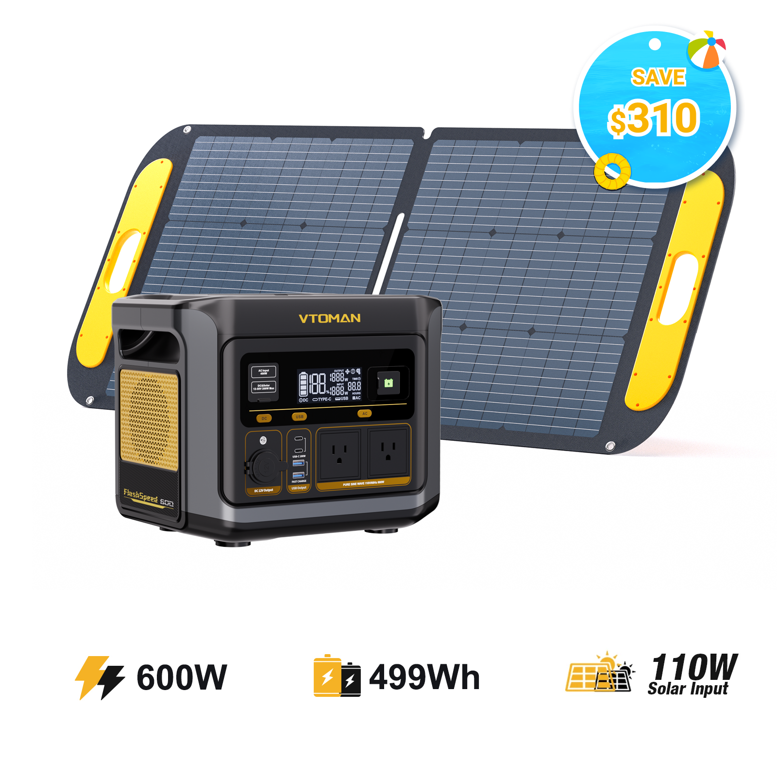 VTOMAN FlashSpeed 600 Portable Power Station