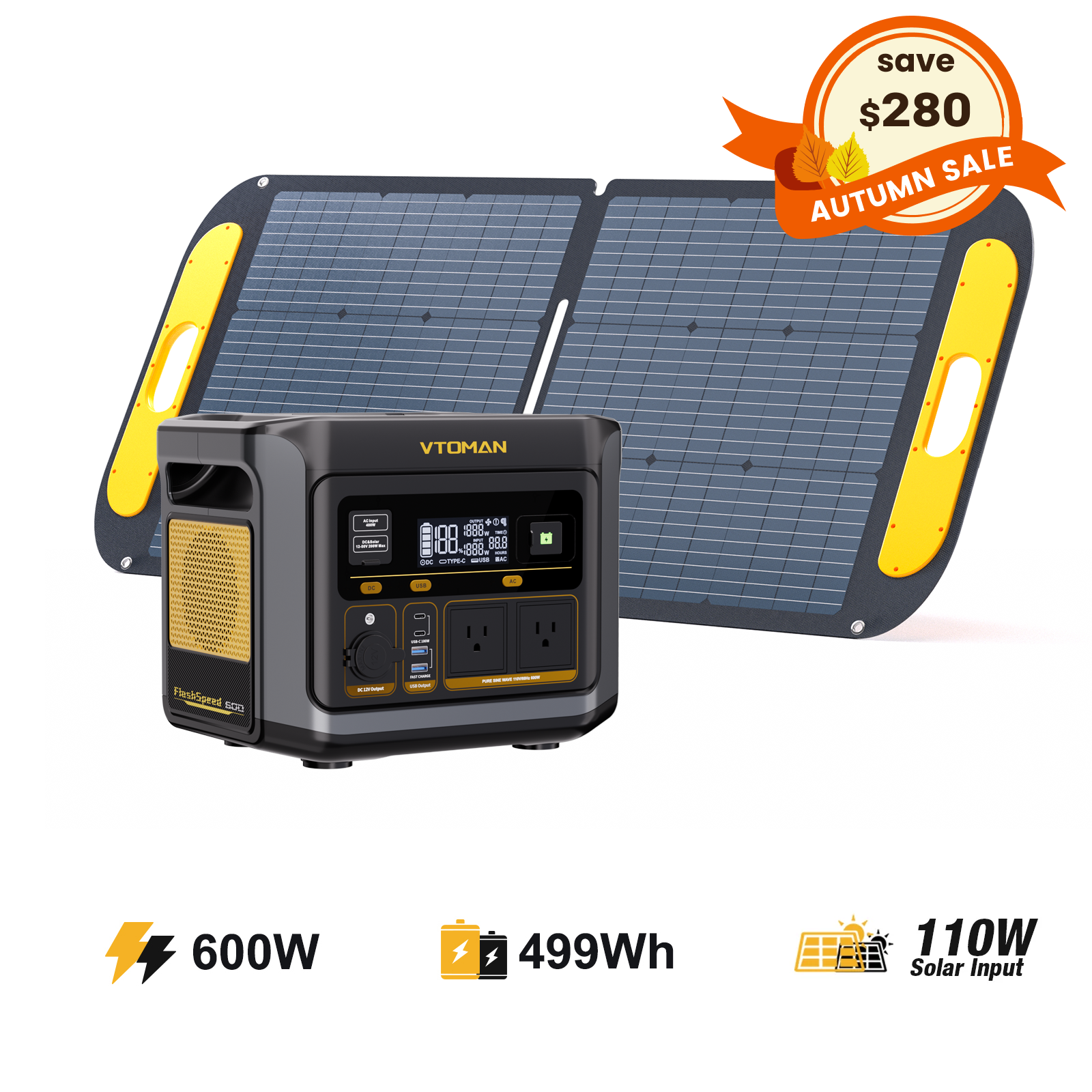 VTOMAN FlashSpeed 600 Portable Power Station
