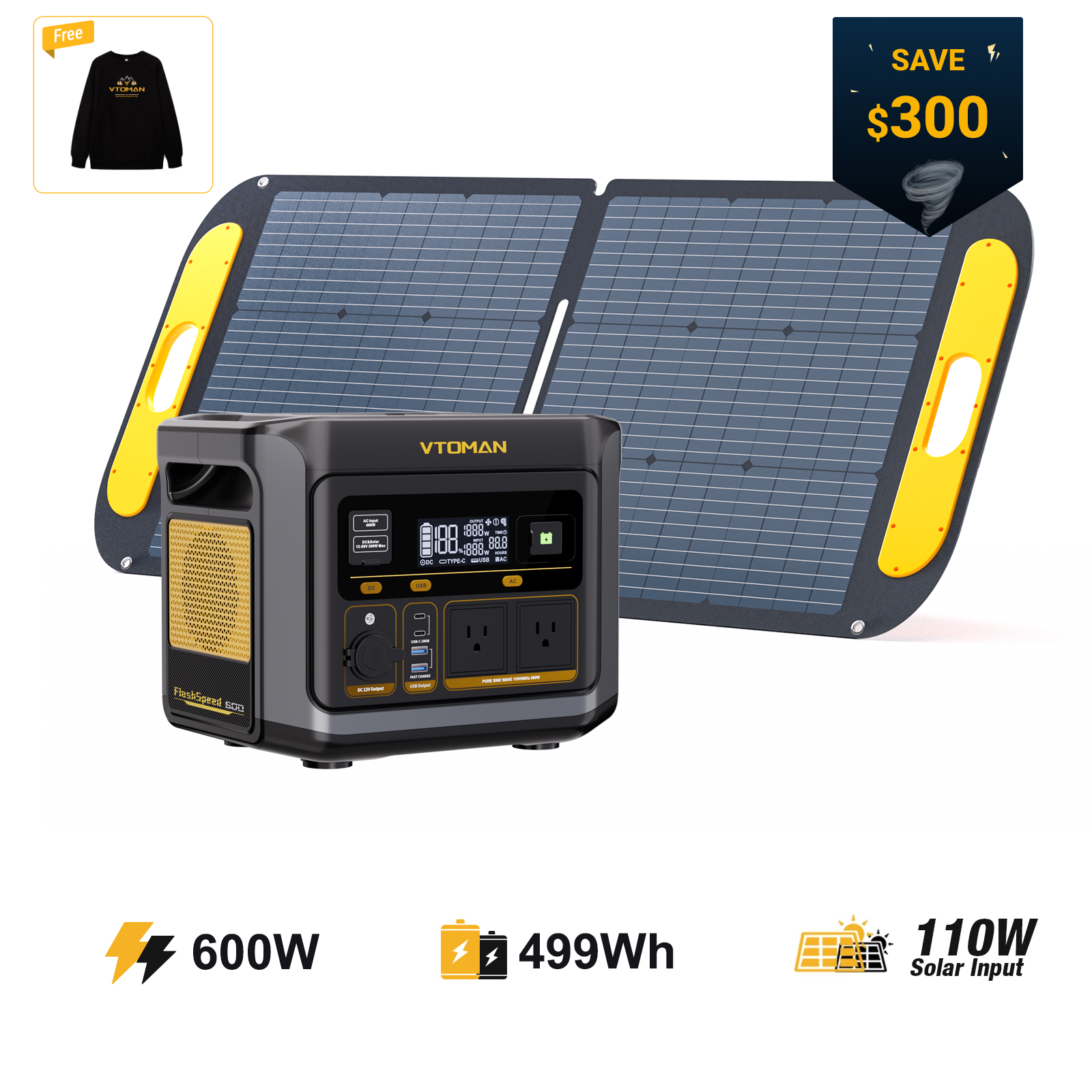 VTOMAN FlashSpeed 600 Portable Power Station