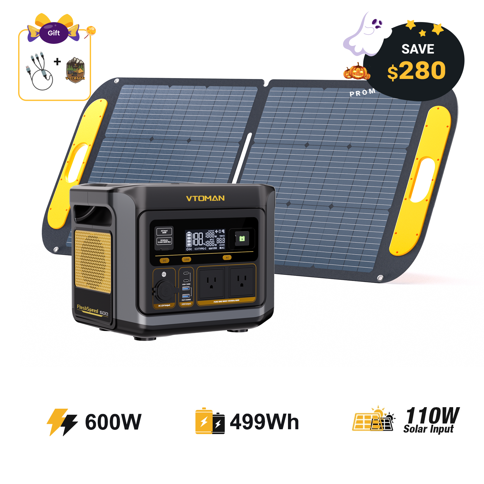 VTOMAN FlashSpeed 600 Portable Power Station