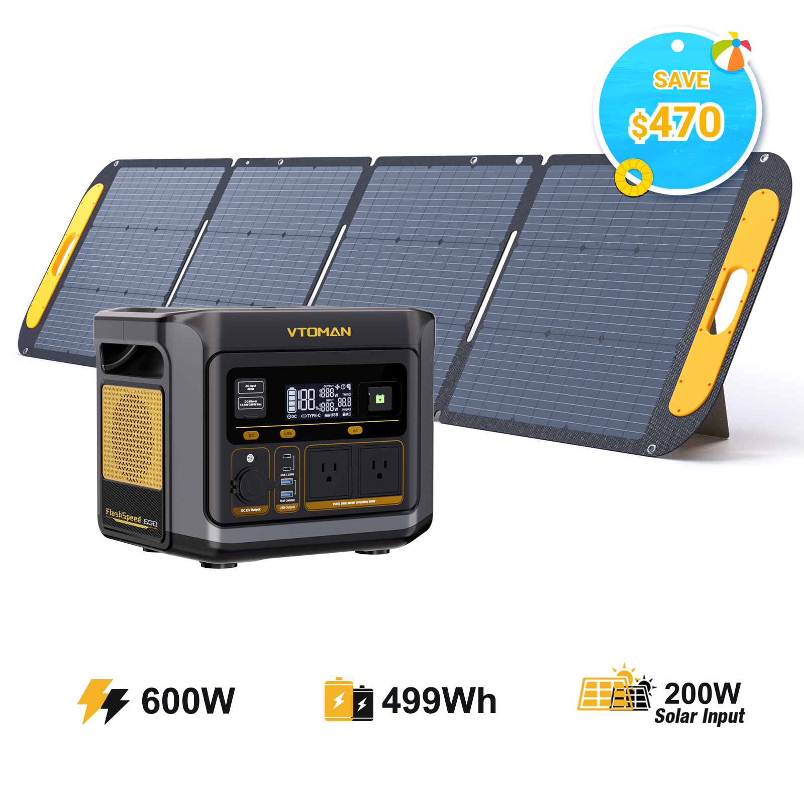 VTOMAN FlashSpeed 600 Portable Power Station