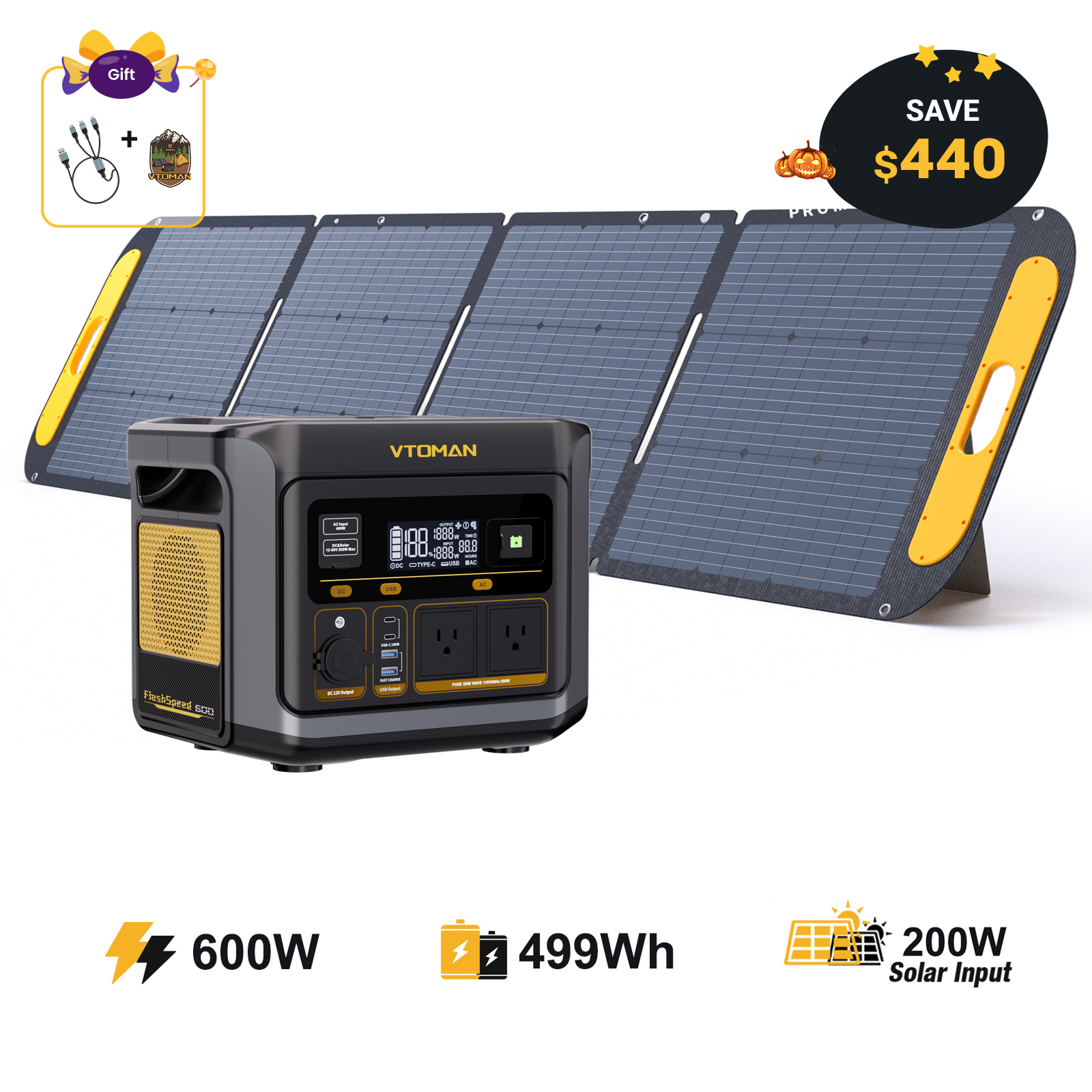 VTOMAN FlashSpeed 600 Portable Power Station