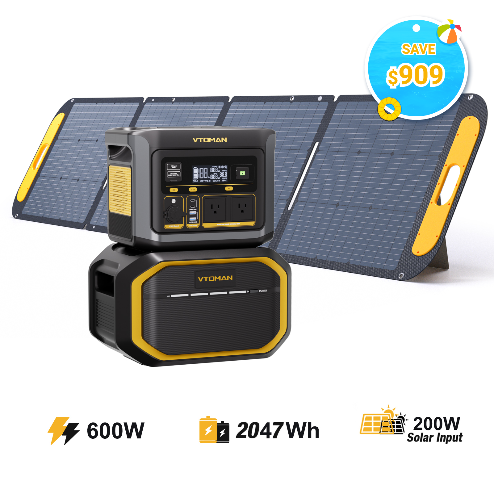VTOMAN FlashSpeed 600/2047Wh with 200W Solar Panel