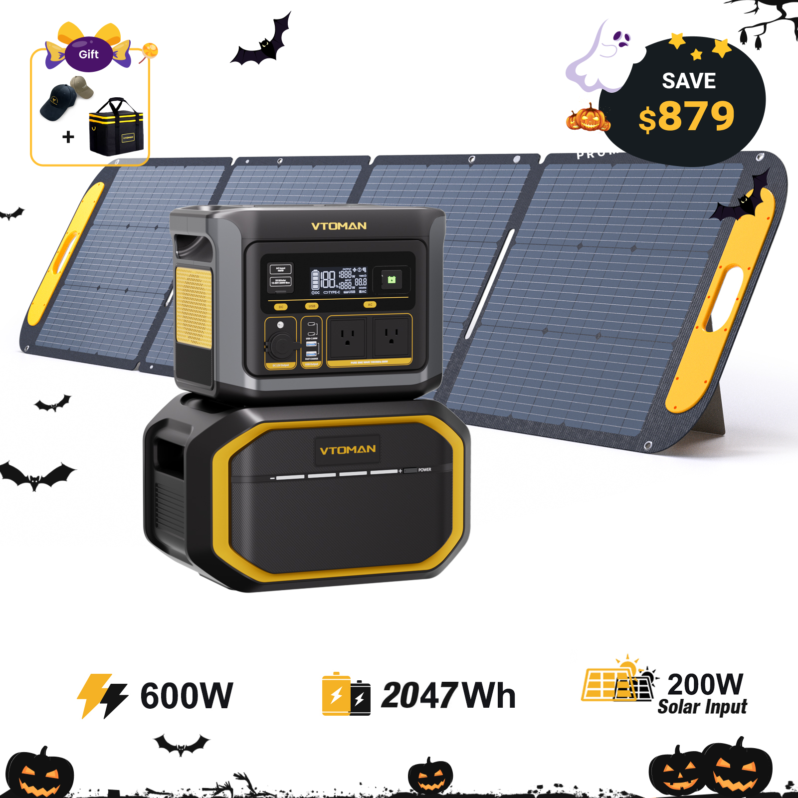VTOMAN FlashSpeed 600/2047Wh with 200W Solar Panel