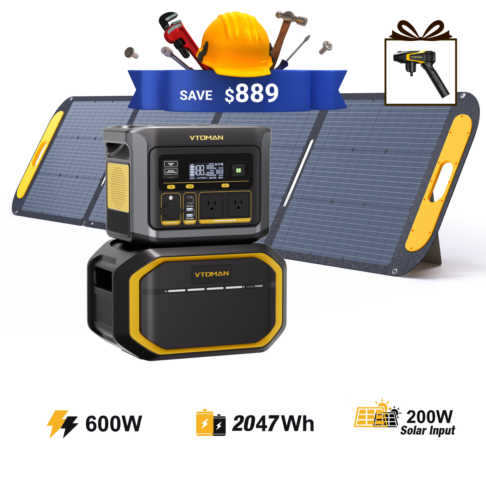 VTOMAN FlashSpeed 600/2047Wh with 200W Solar Panel