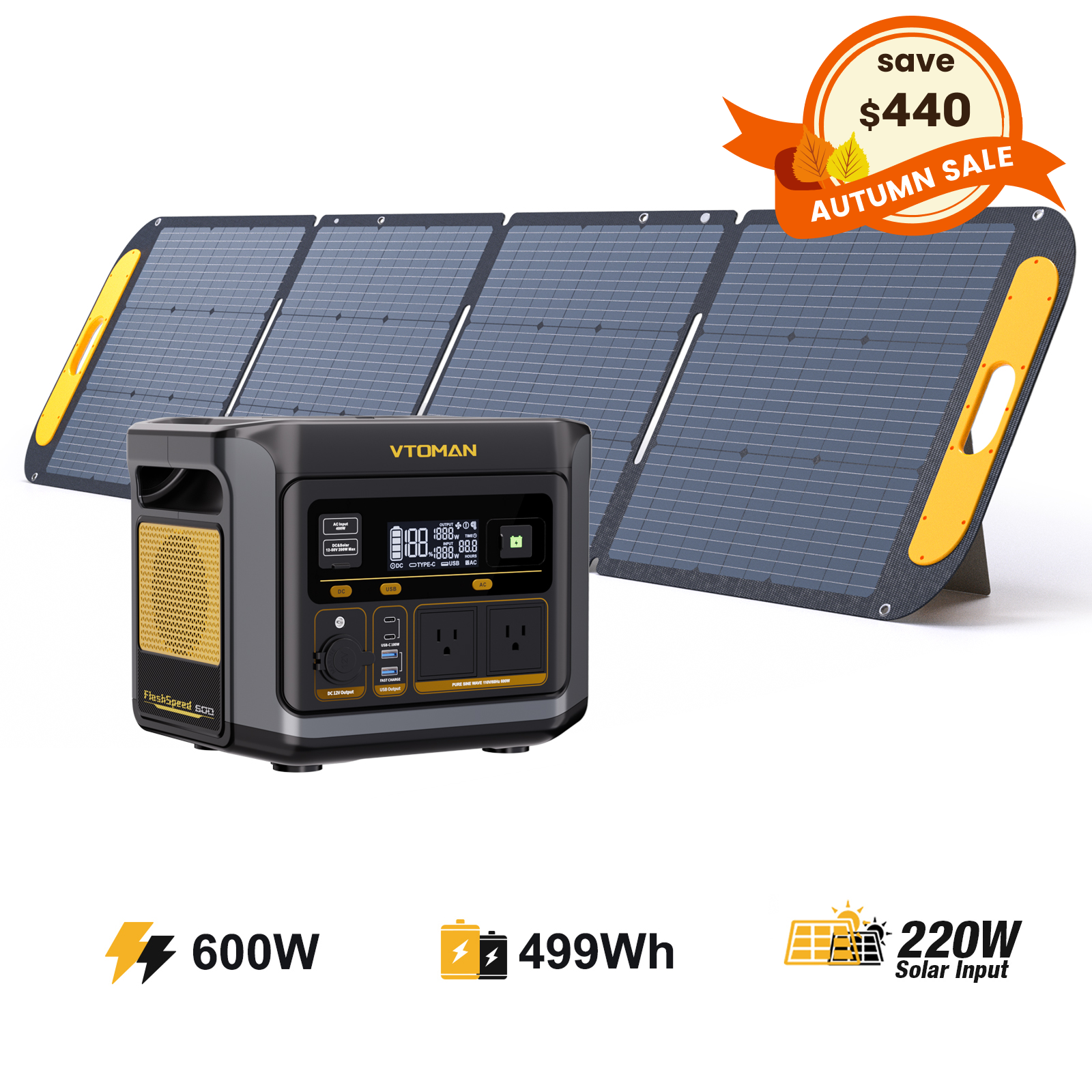 VTOMAN FlashSpeed 600 Portable Power Station