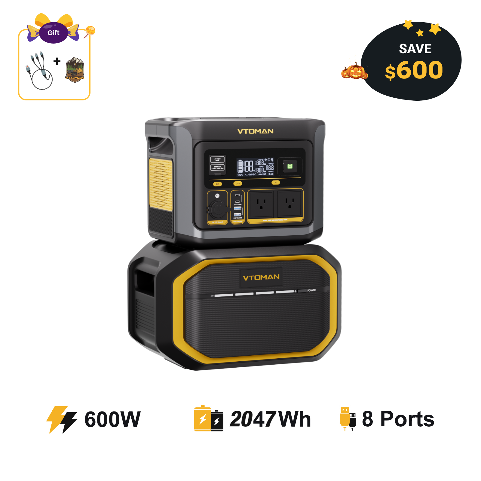 VTOMAN FlashSpeed 600 Portable Power Station