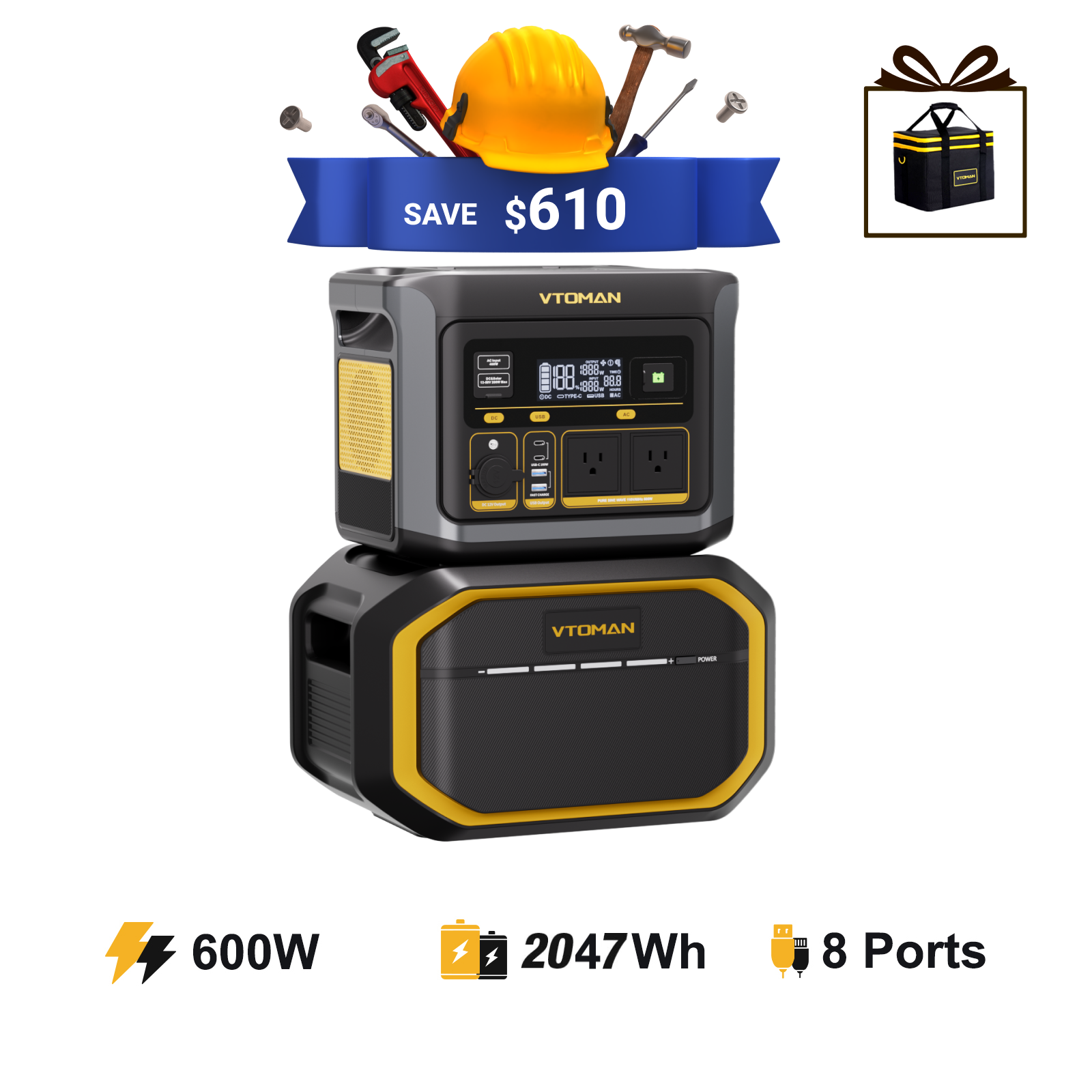 VTOMAN 1548Wh Extra Battery for FlashSpeed 1500/1000/600