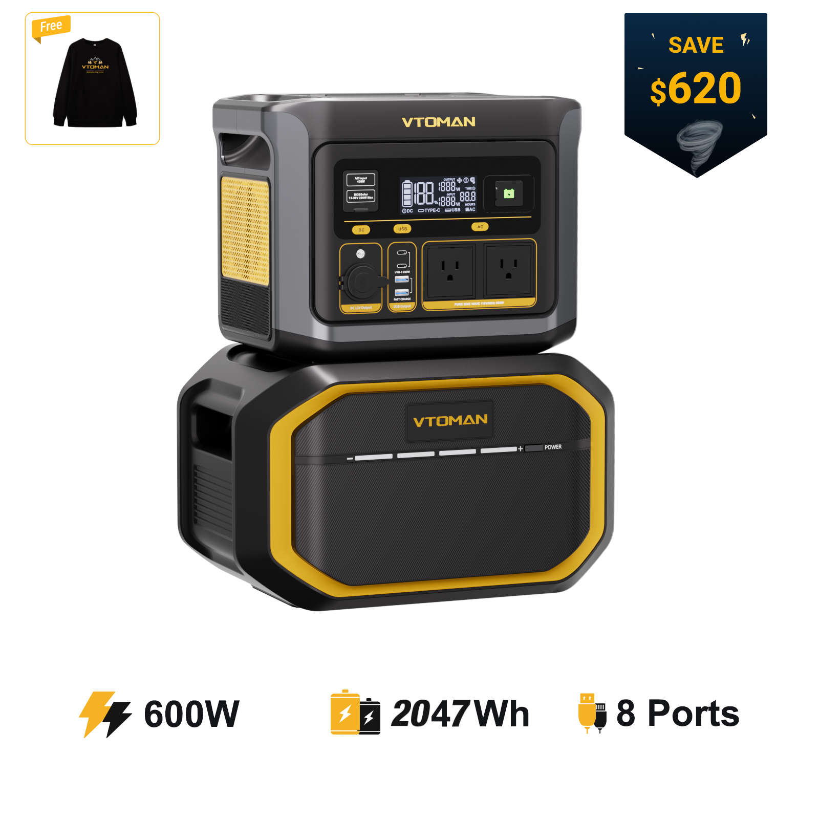 VTOMAN FlashSpeed 600 Portable Power Station