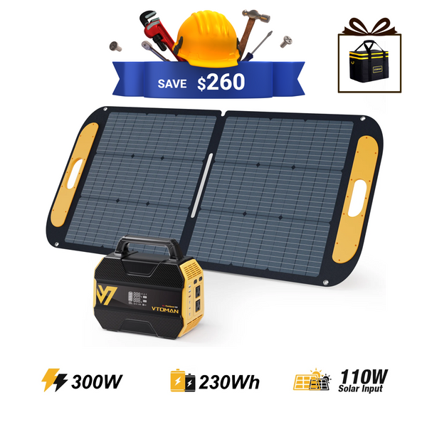 VTOMAN FlashSpeed 300 with 110W Solar Panel