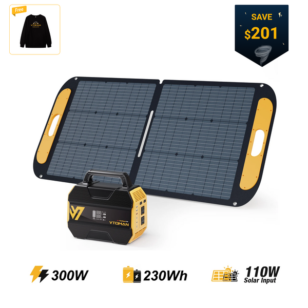 VTOMAN FlashSpeed 300 with 110W Solar Panel