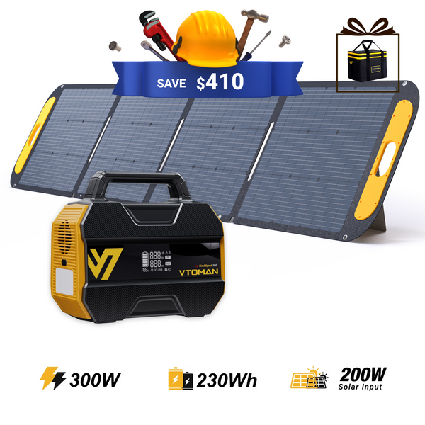 VTOMAN FlashSpeed 300 with 200W Solar Panel