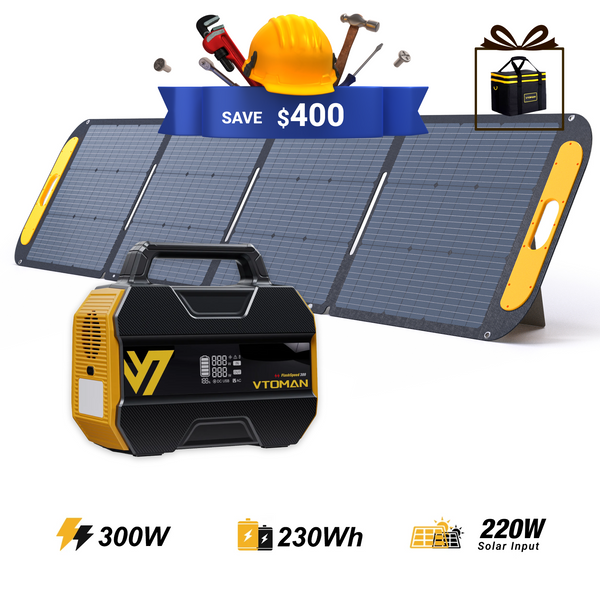 VTOMAN FlashSpeed 300 with 220W Solar Panel