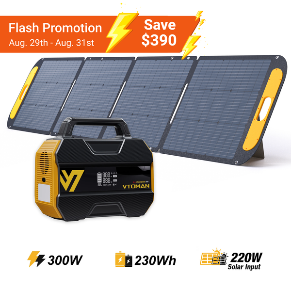 VTOMAN FlashSpeed 300 with 220W Solar Panel