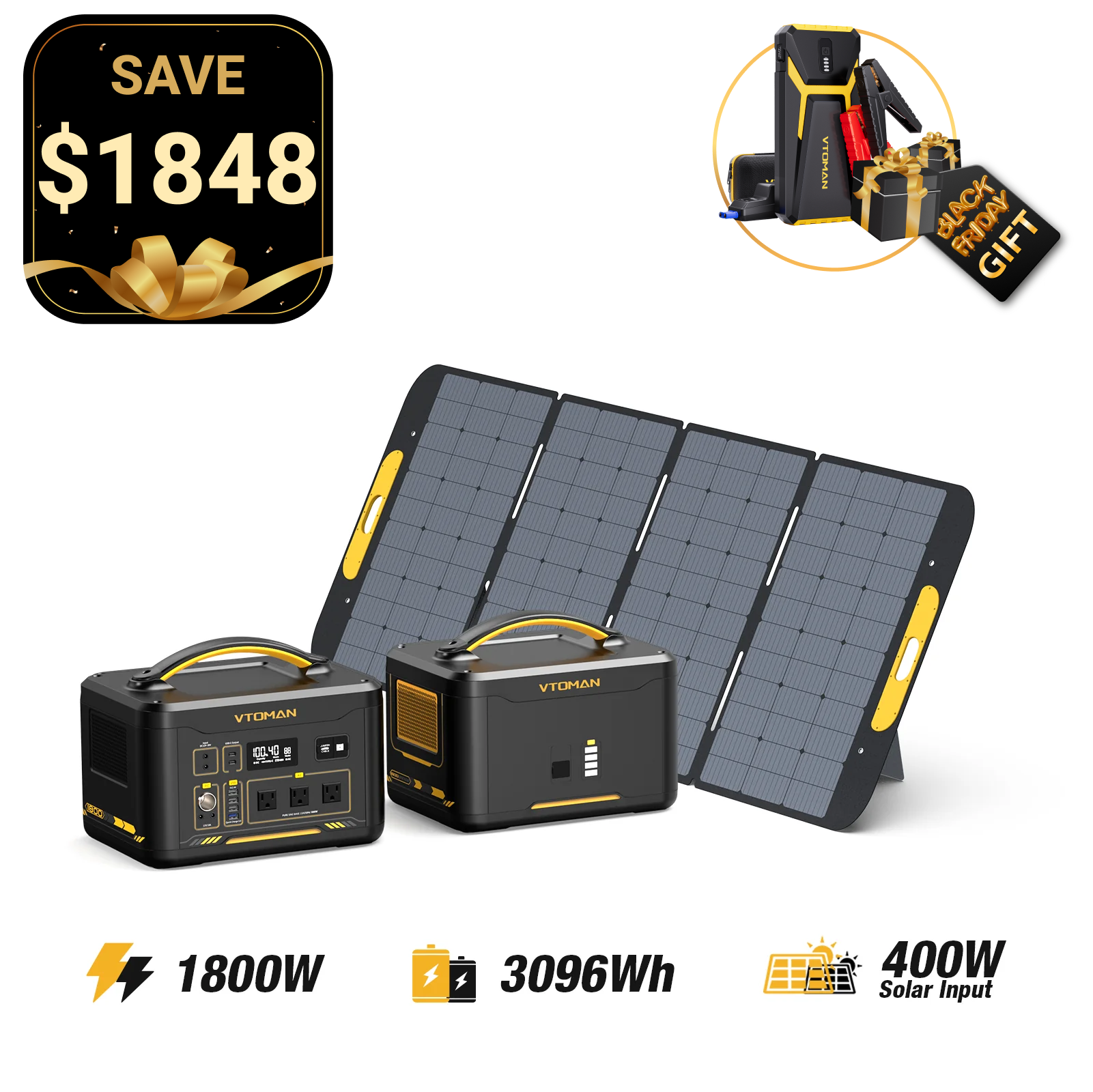 Generador solar VTOMAN Jump 1800W/3096Wh 400W