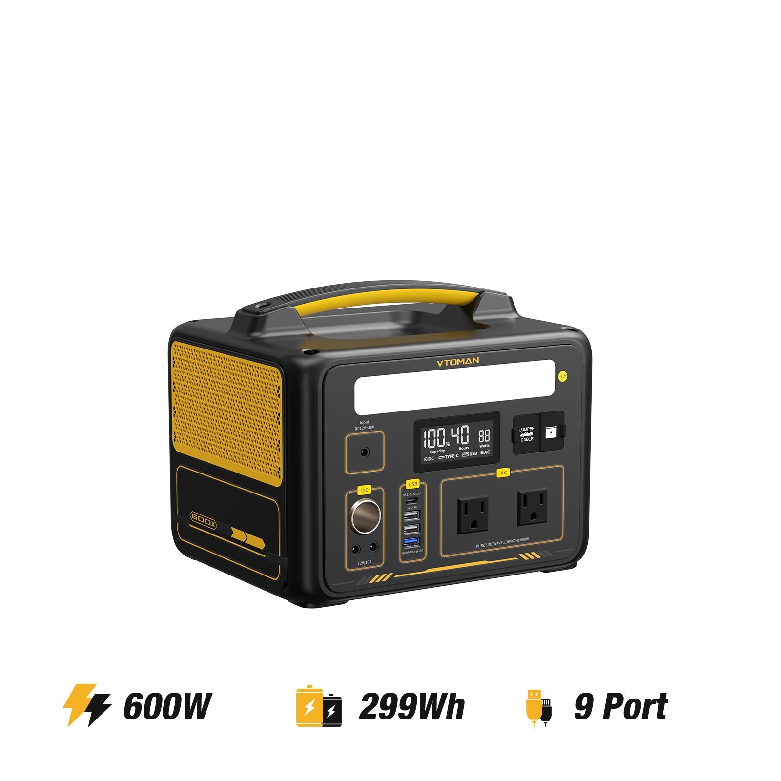 VTOMAN Jump 600X Portable Power Station 600W (Surge 1200W)