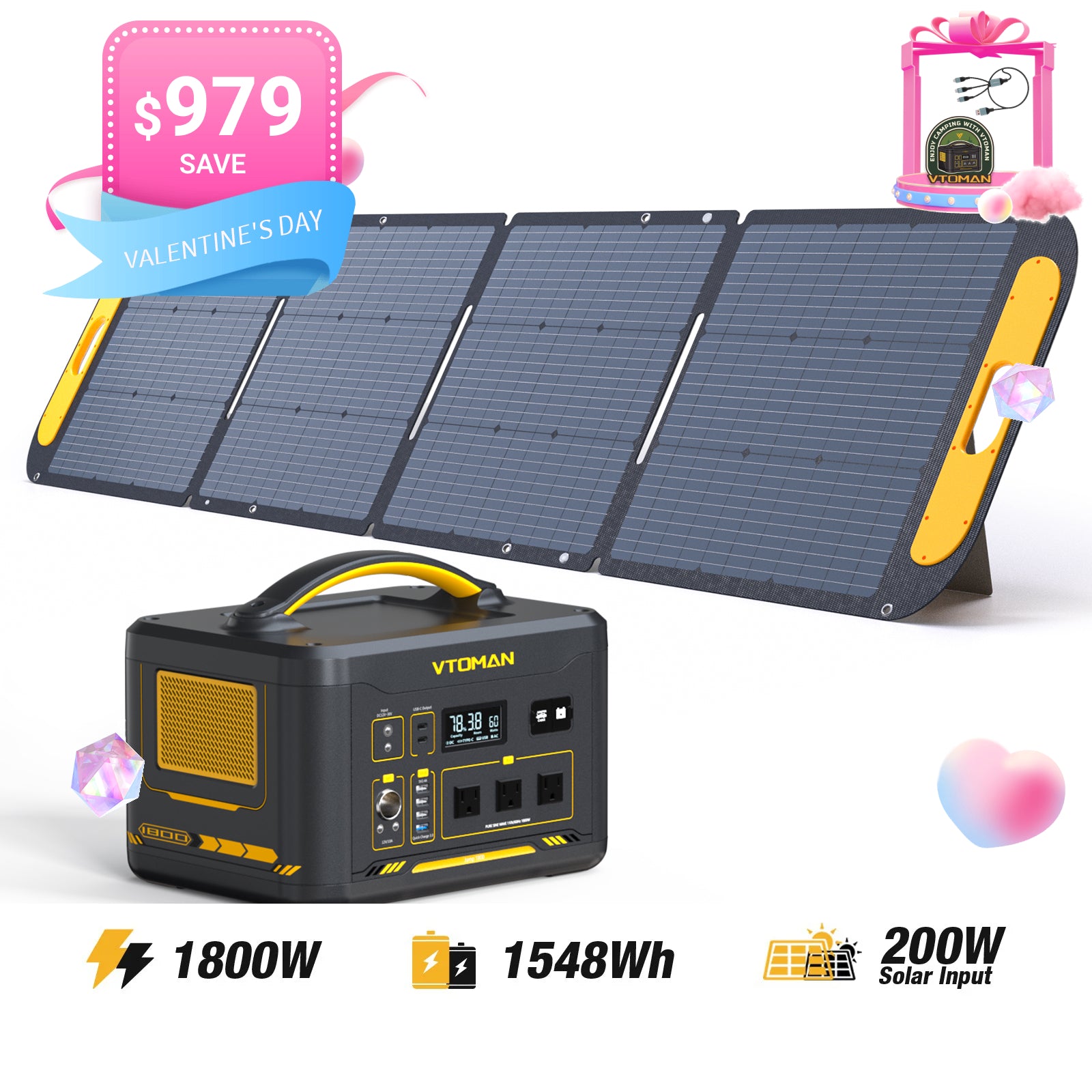 VTOMAN 200W Portable Solar Panel