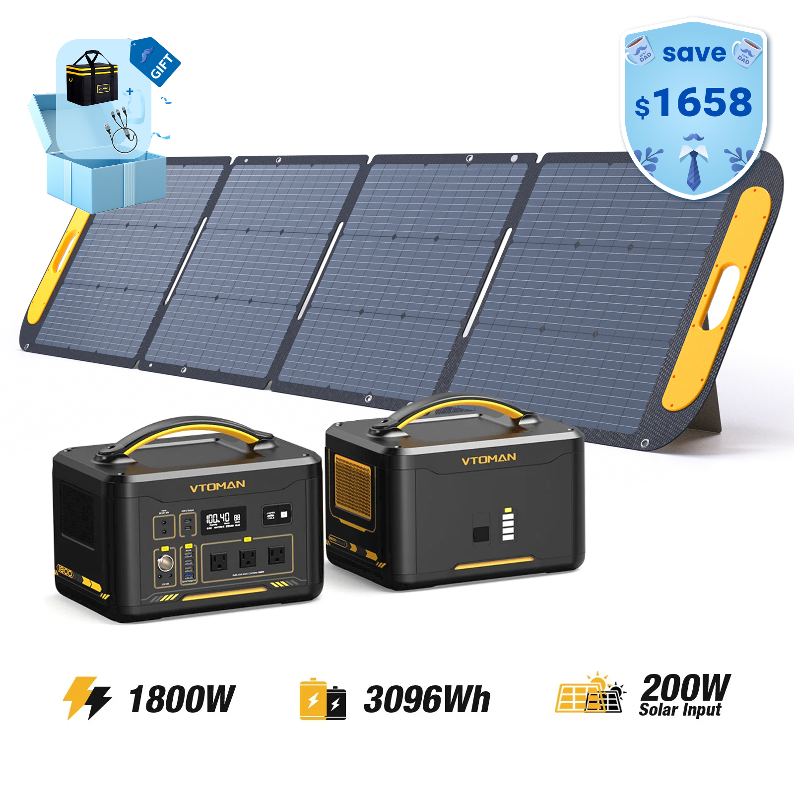 Generador solar VTOMAN Jump 1800W/3096Wh 400W
