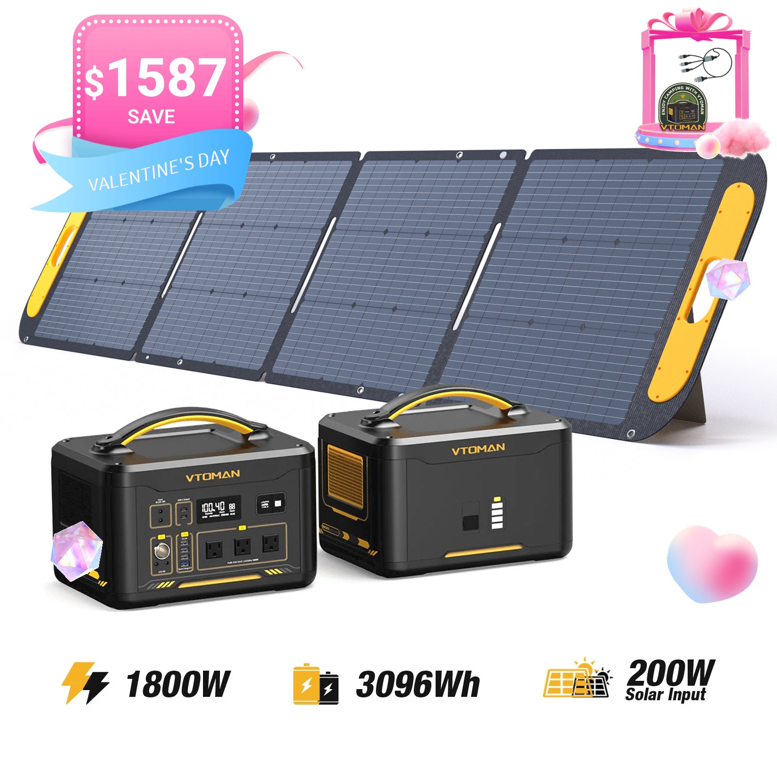 VTOMAN Jump 1800W/3096Wh 200W Solar Panel