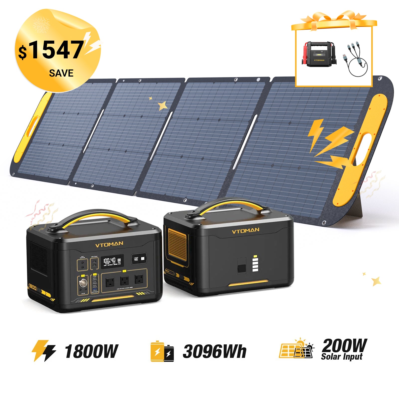 Generador solar VTOMAN Jump 1800W/3096Wh 400W