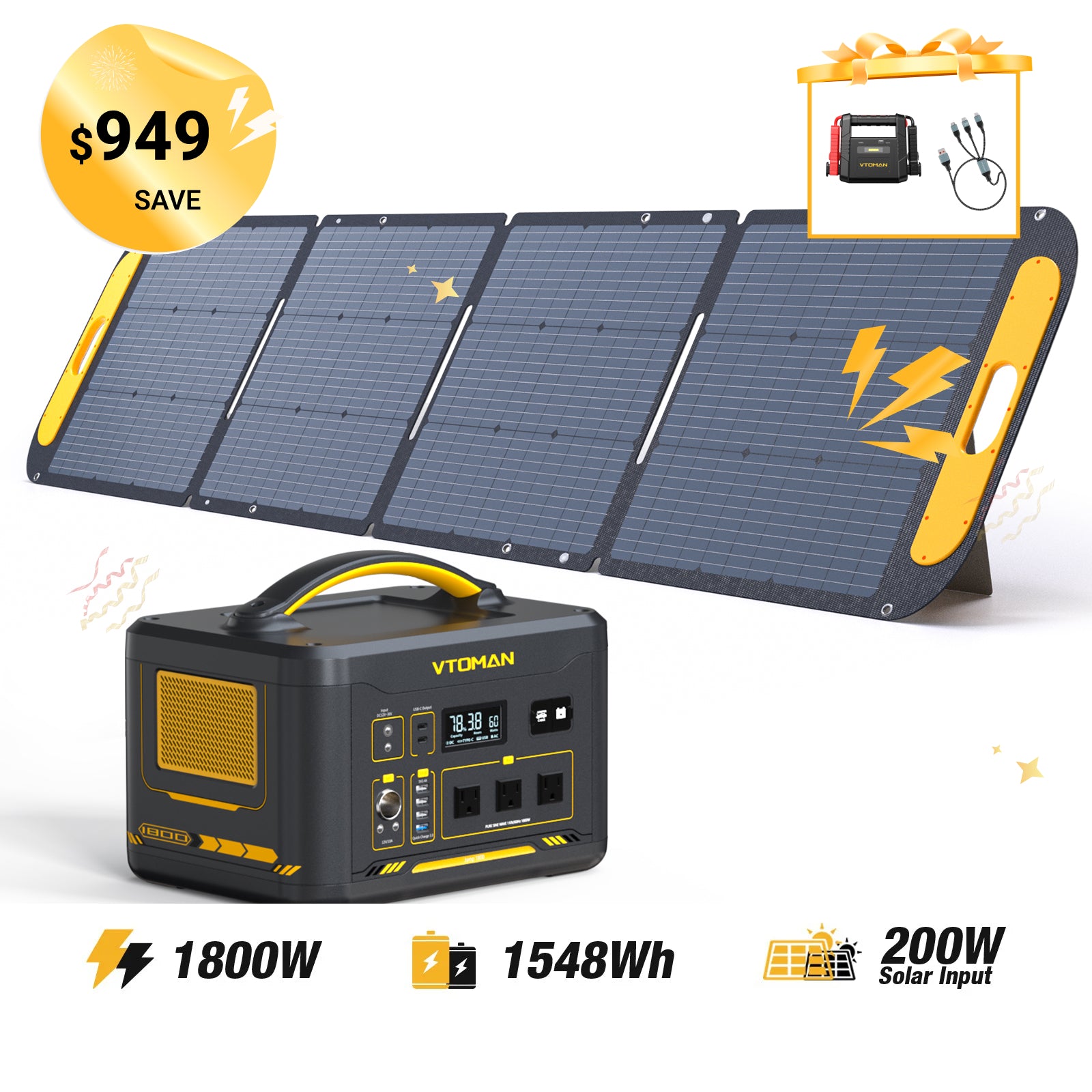 VTOMAN Jump 1800 with 200W Solar Panel