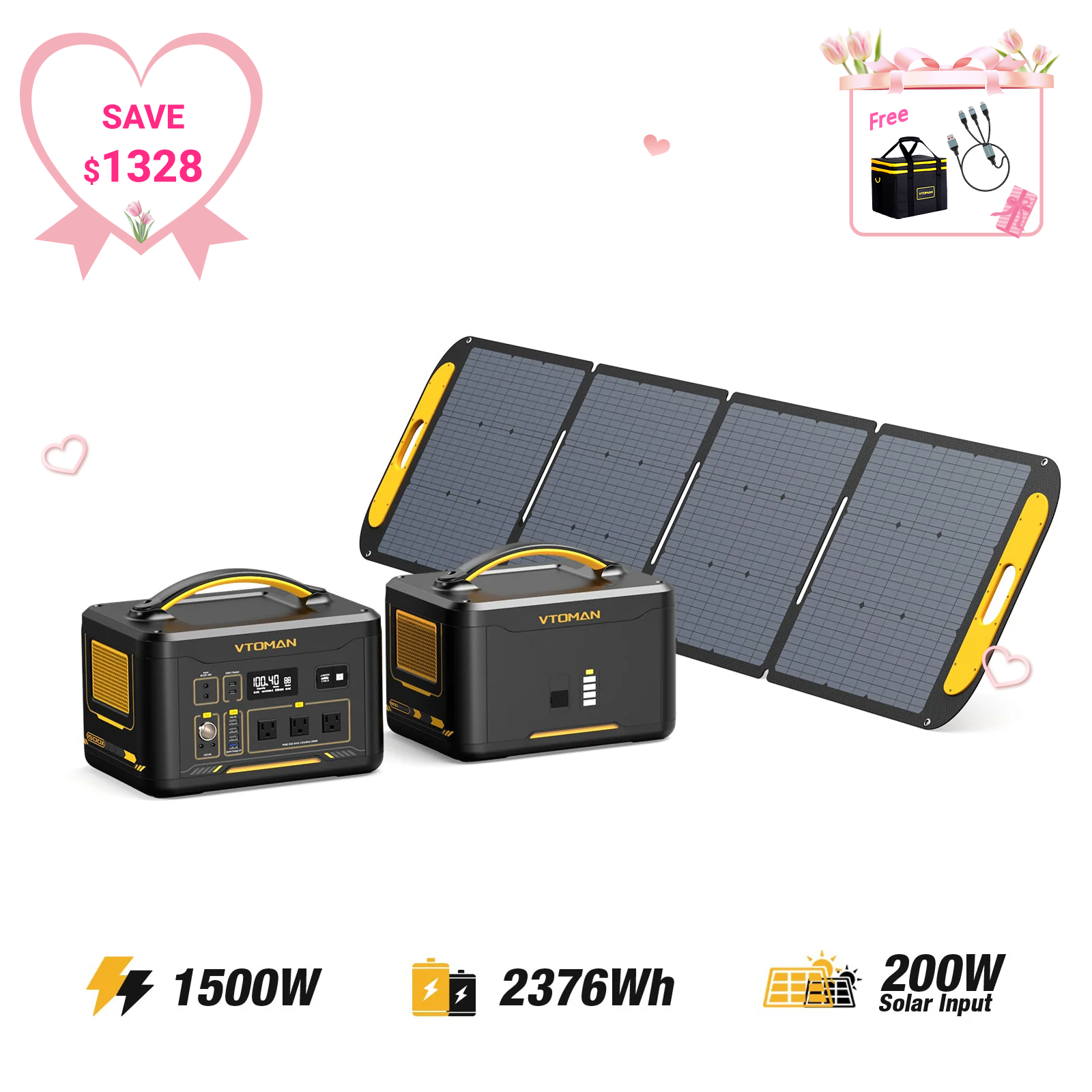 Jump 1500W/2376Wh 200W Solar Panel