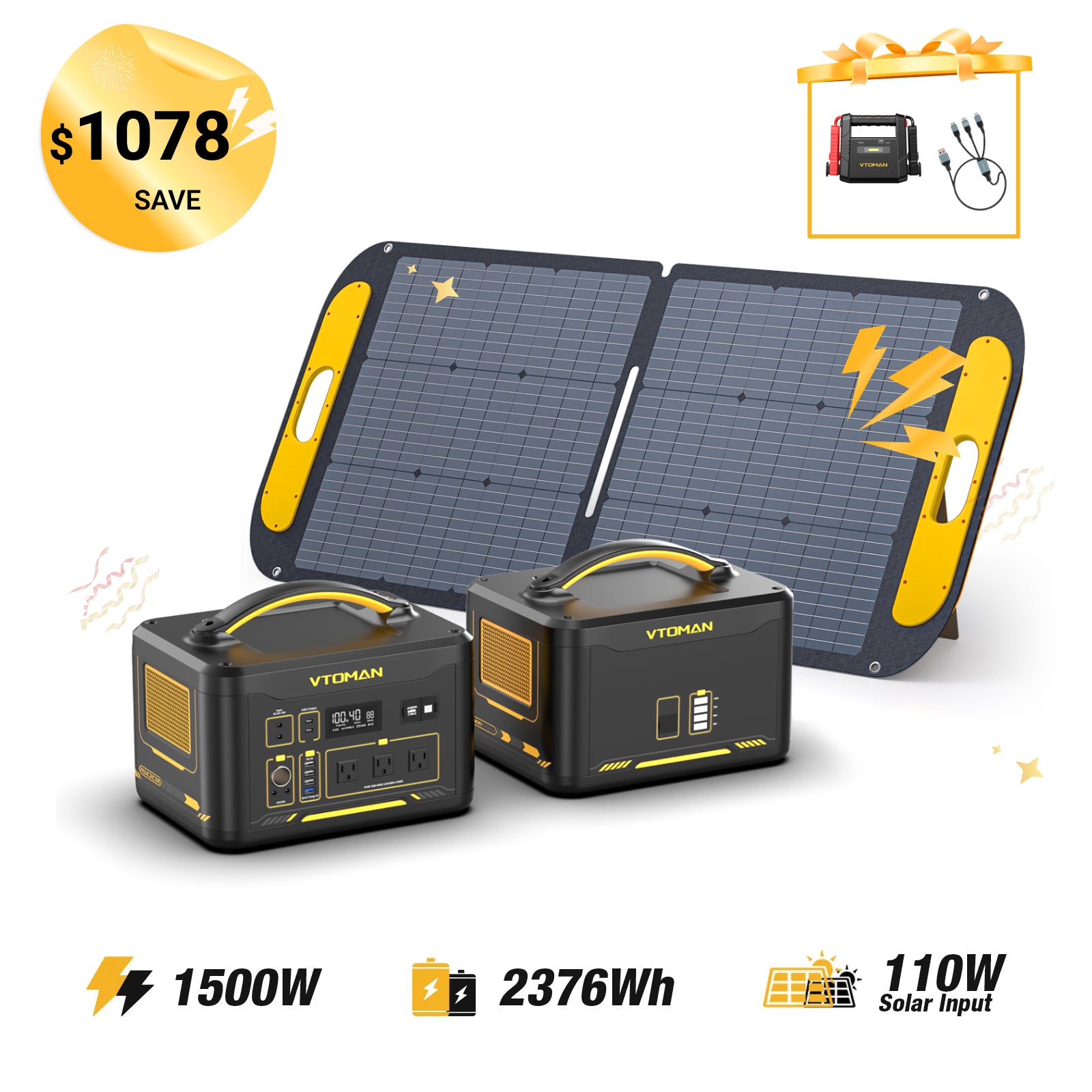 Jump 1500W/2376Wh 110W Solar Panel