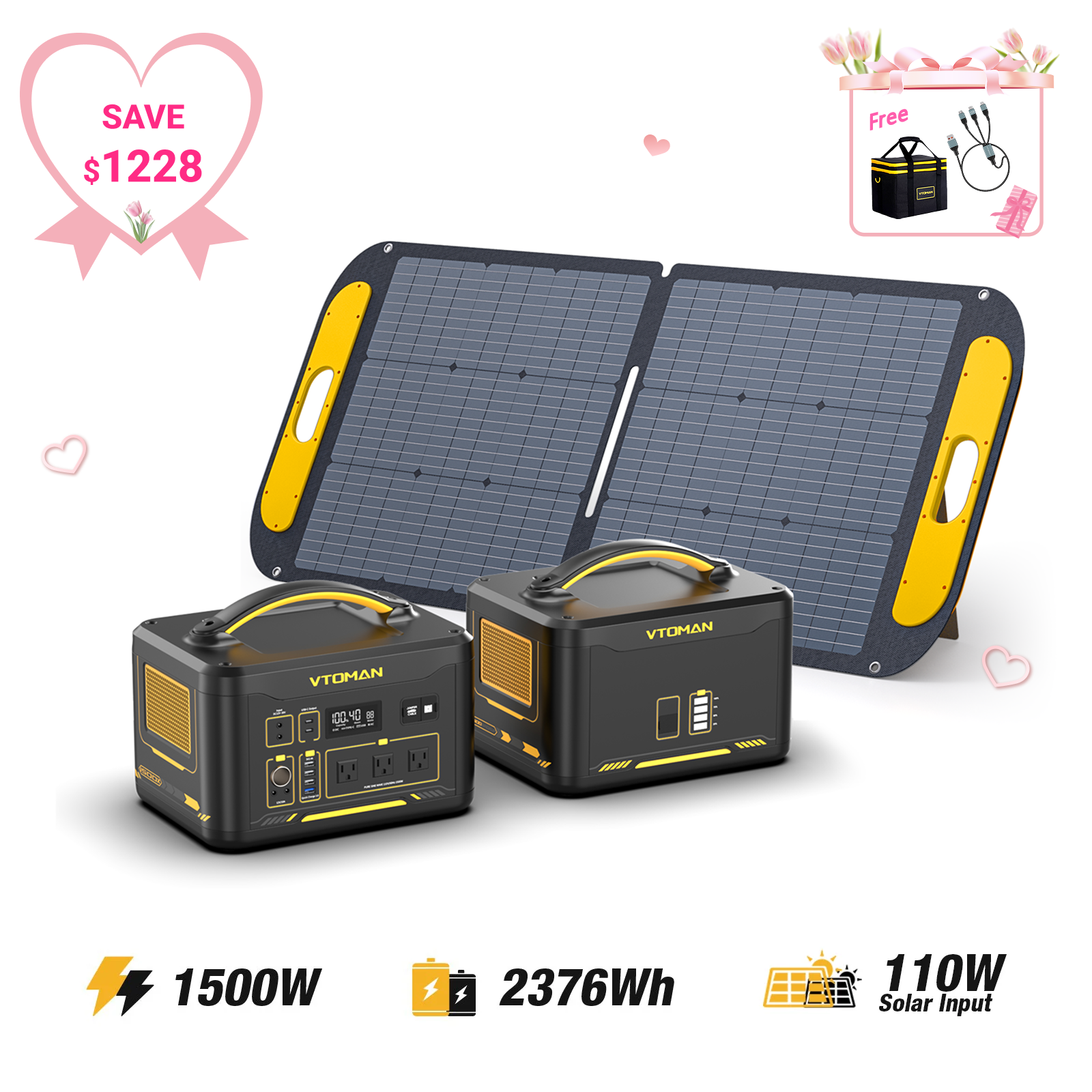 Jump 1500W/2376Wh 110W Solar Panel