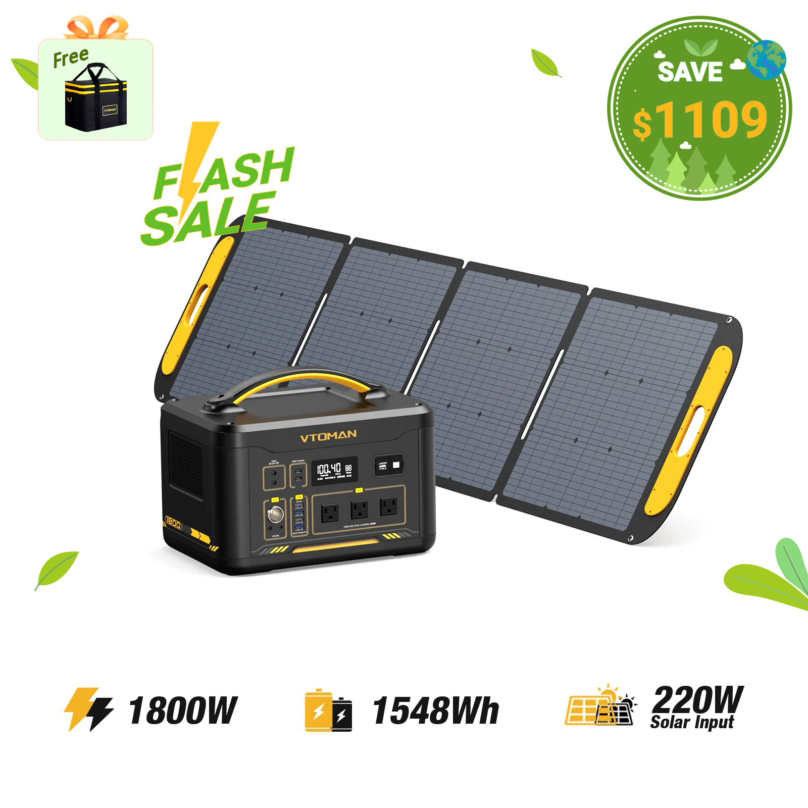 VTOMAN 220W Portable Solar Panel