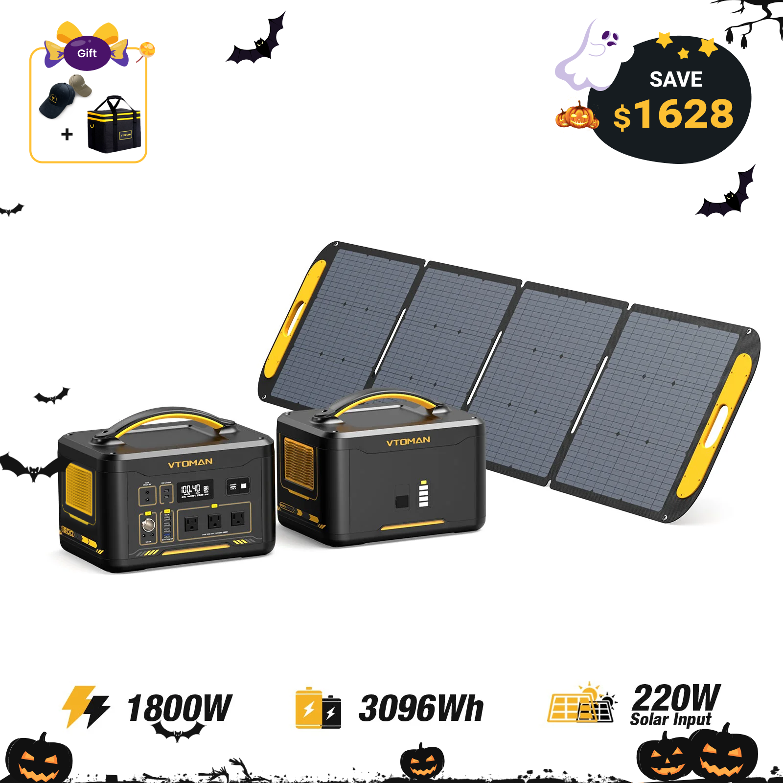 VTOMAN Jump 1800/3096Wh with 220W Solar Panel