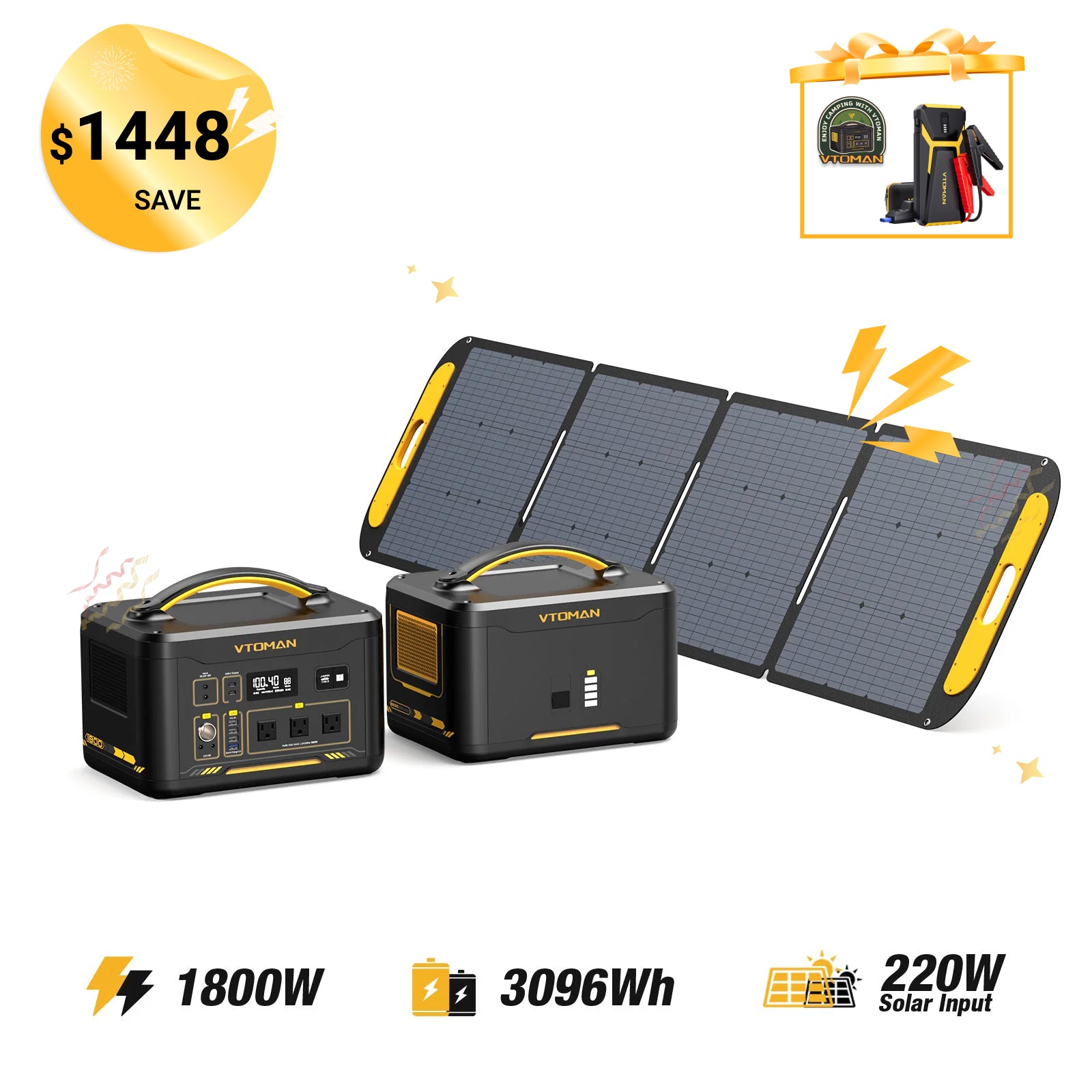 Jump 1800W/3096Wh 220W Solar Panel