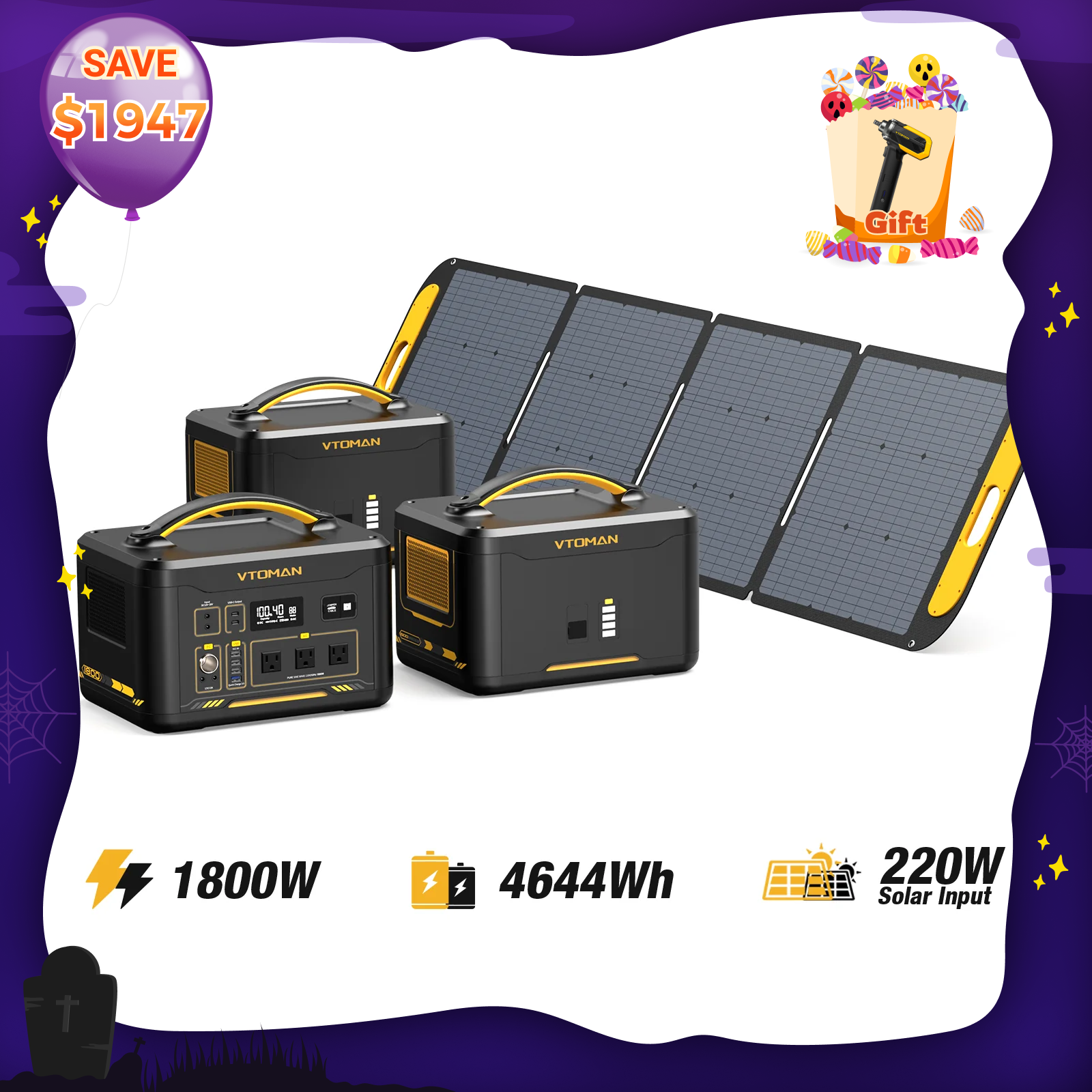 Jump 1800W/4644Wh 220W Solar Generator