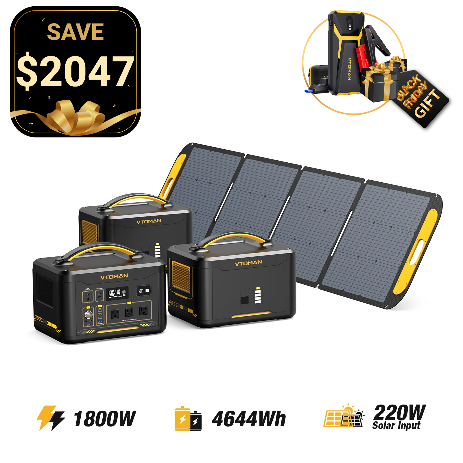 Jump 1800W/4644Wh 220W Solar Generator