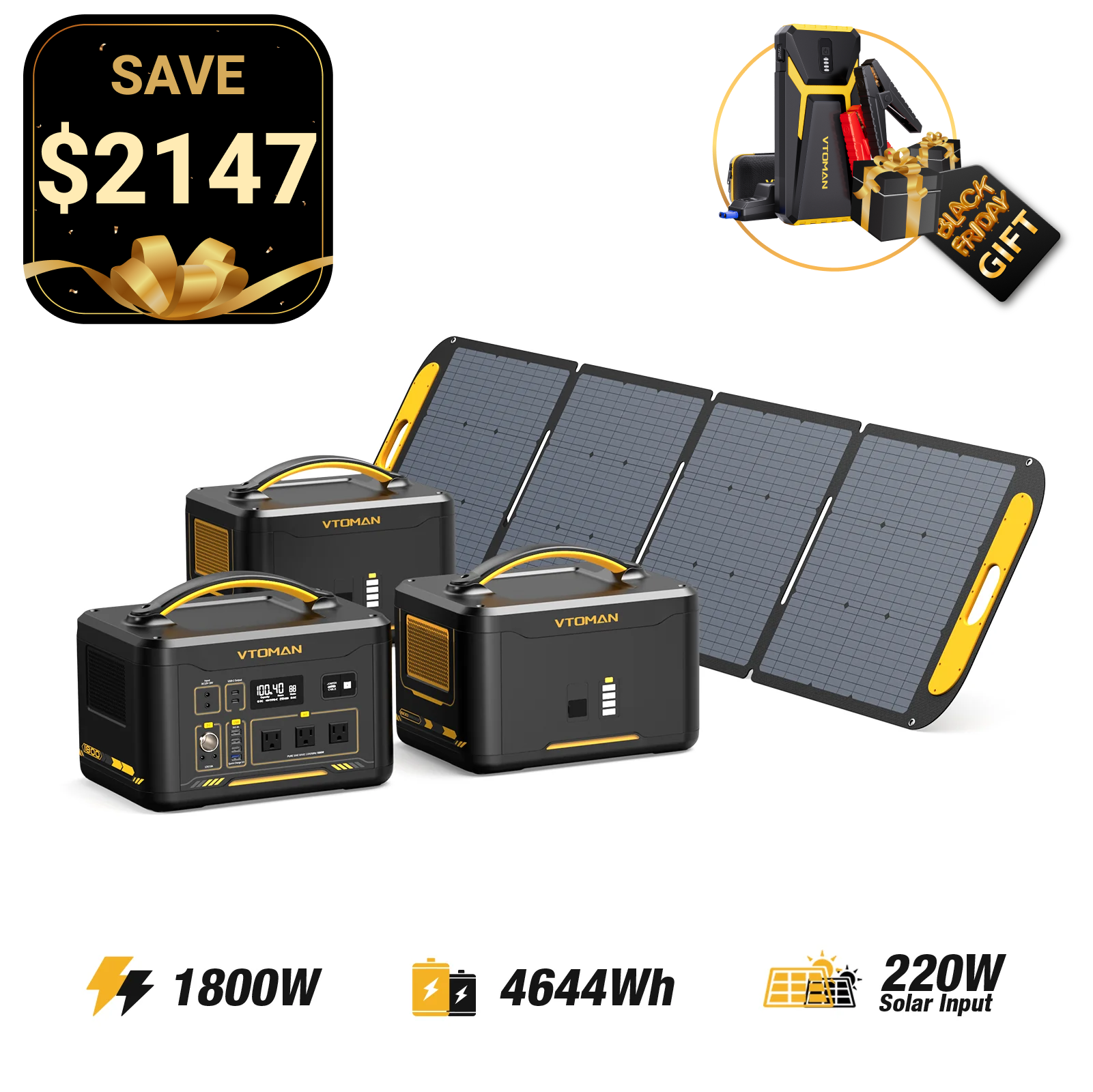 Jump 1800W/4644Wh 220W Solar Generator