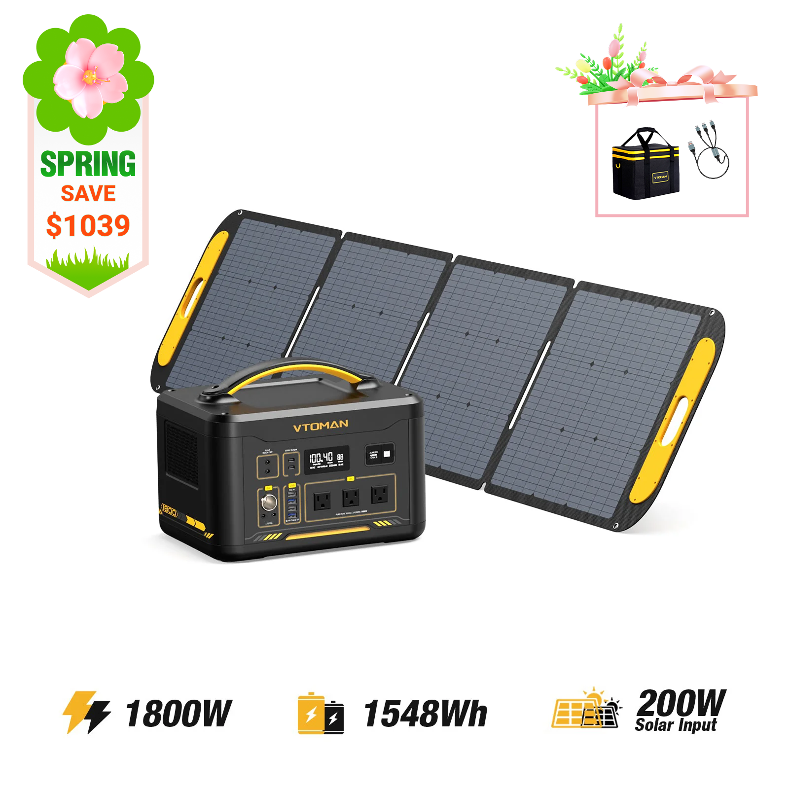 VTOMAN 200W Portable Solar Panel