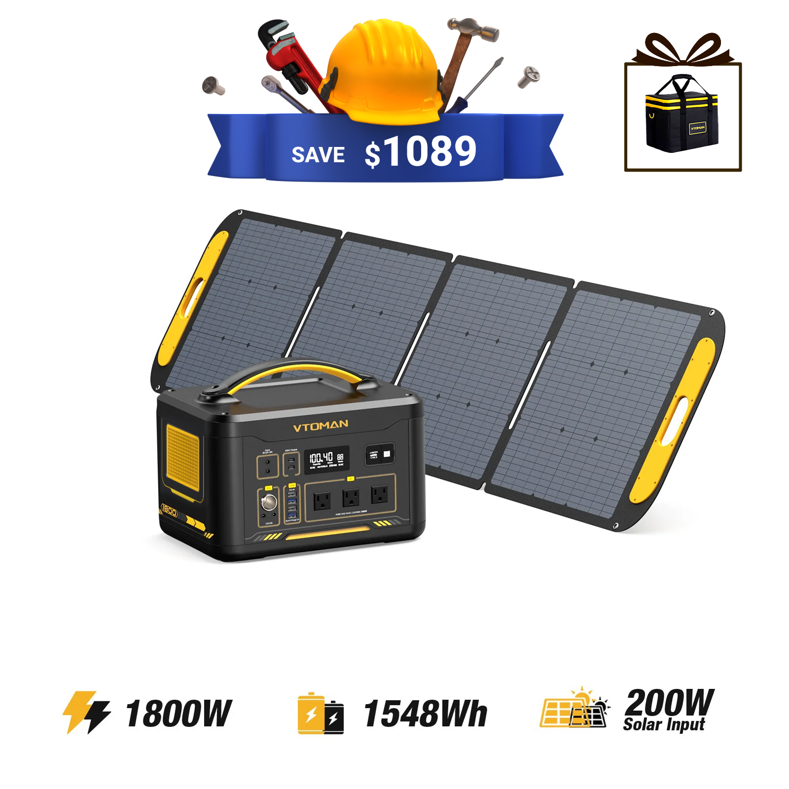 VTOMAN 200W Portable Solar Panel