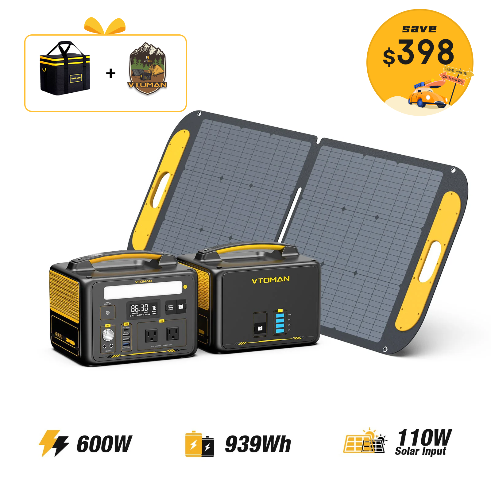 VTOMAN Jump 600X 939Wh with 110W Solar Panel
