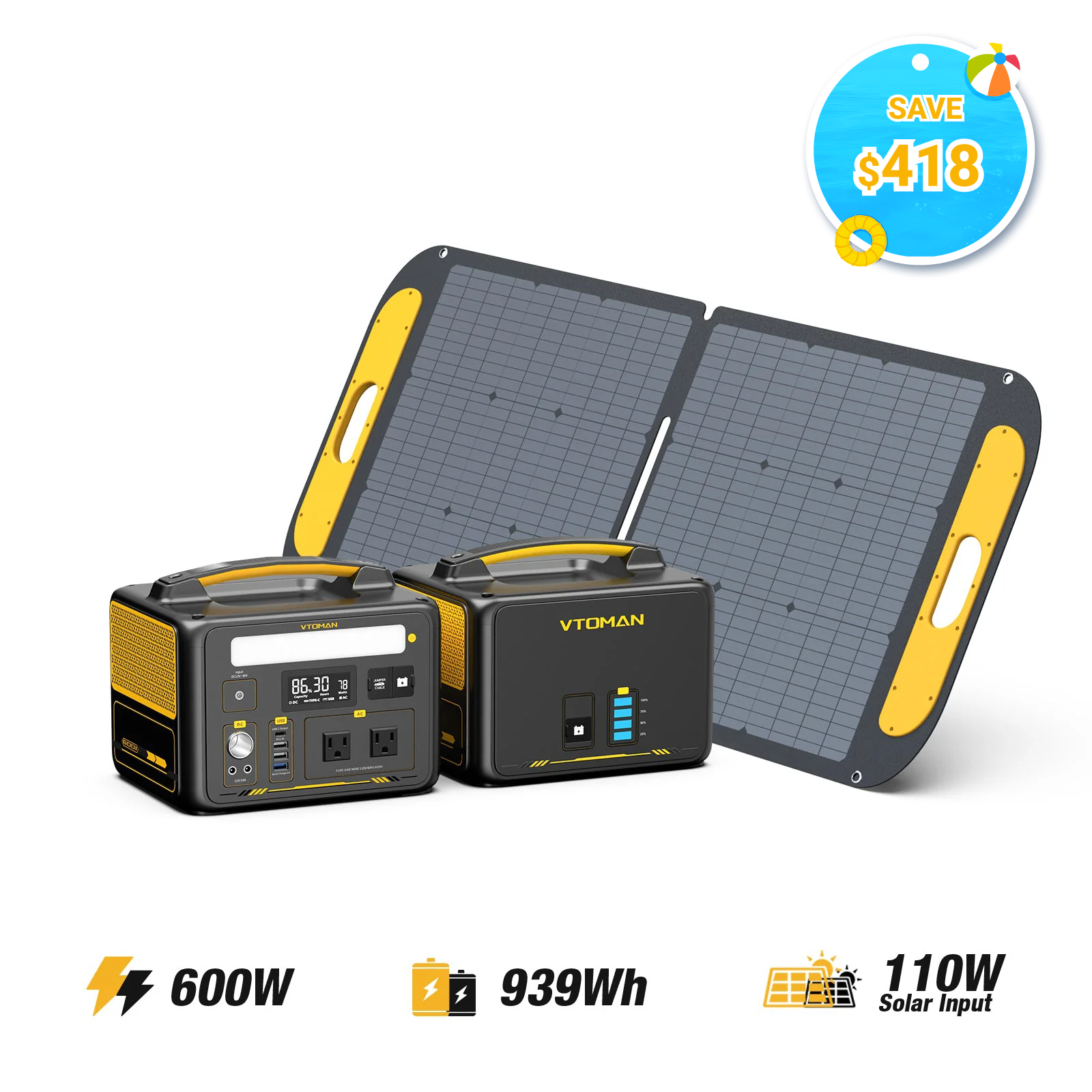 VTOMAN Jump 600W/939Wh with 110W Solar Panel