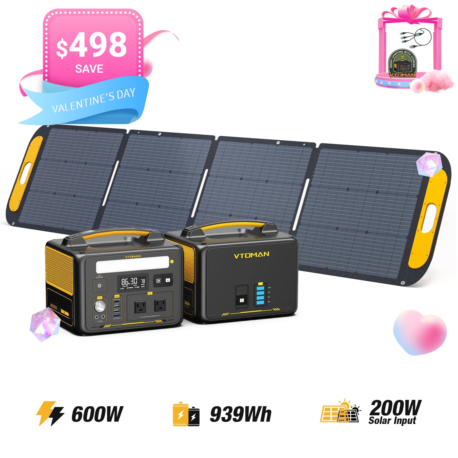 VTOMAN Jump 600W/939Wh 200W Solar Panel