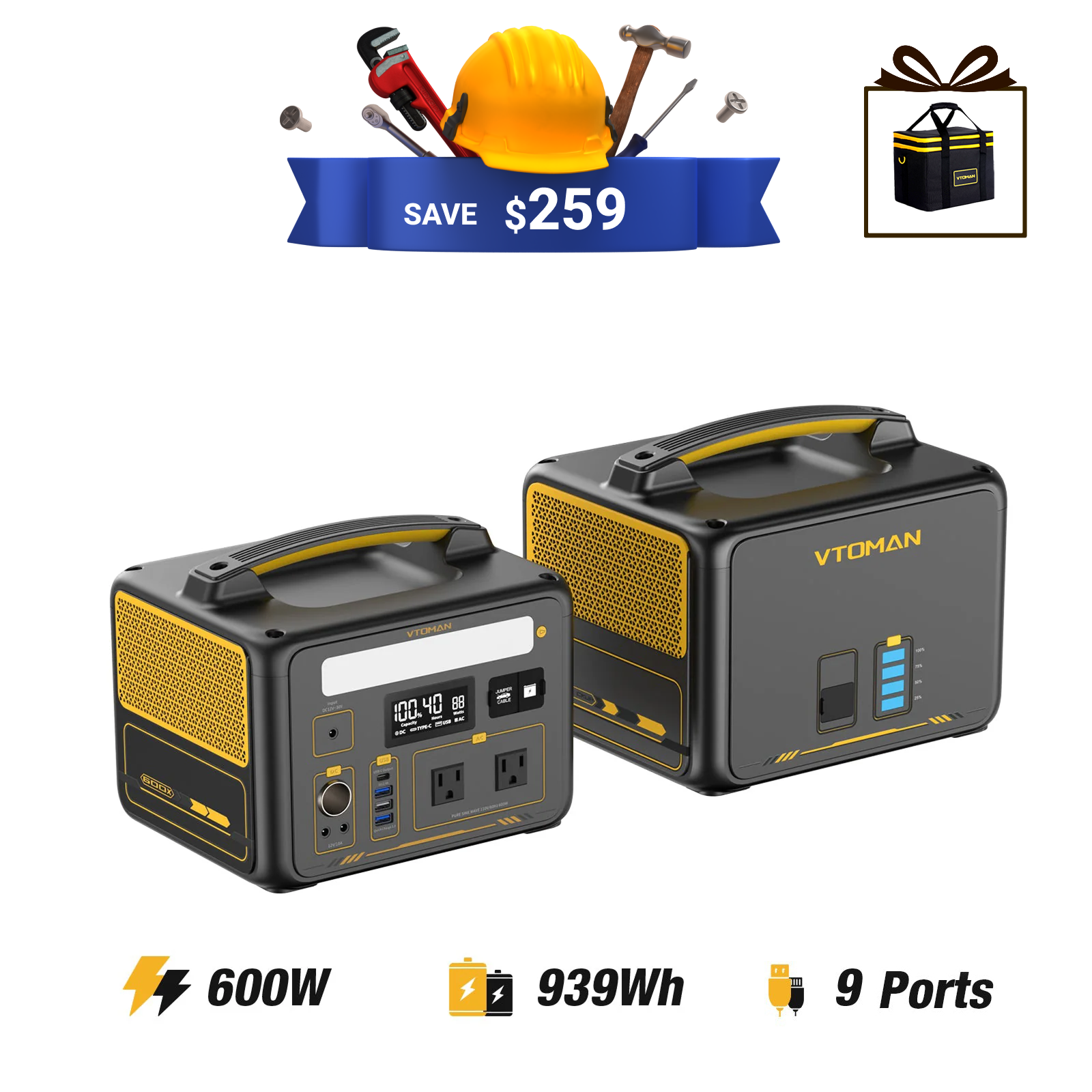 VTOMAN 640Wh Extra Battery for Jump 600X/600