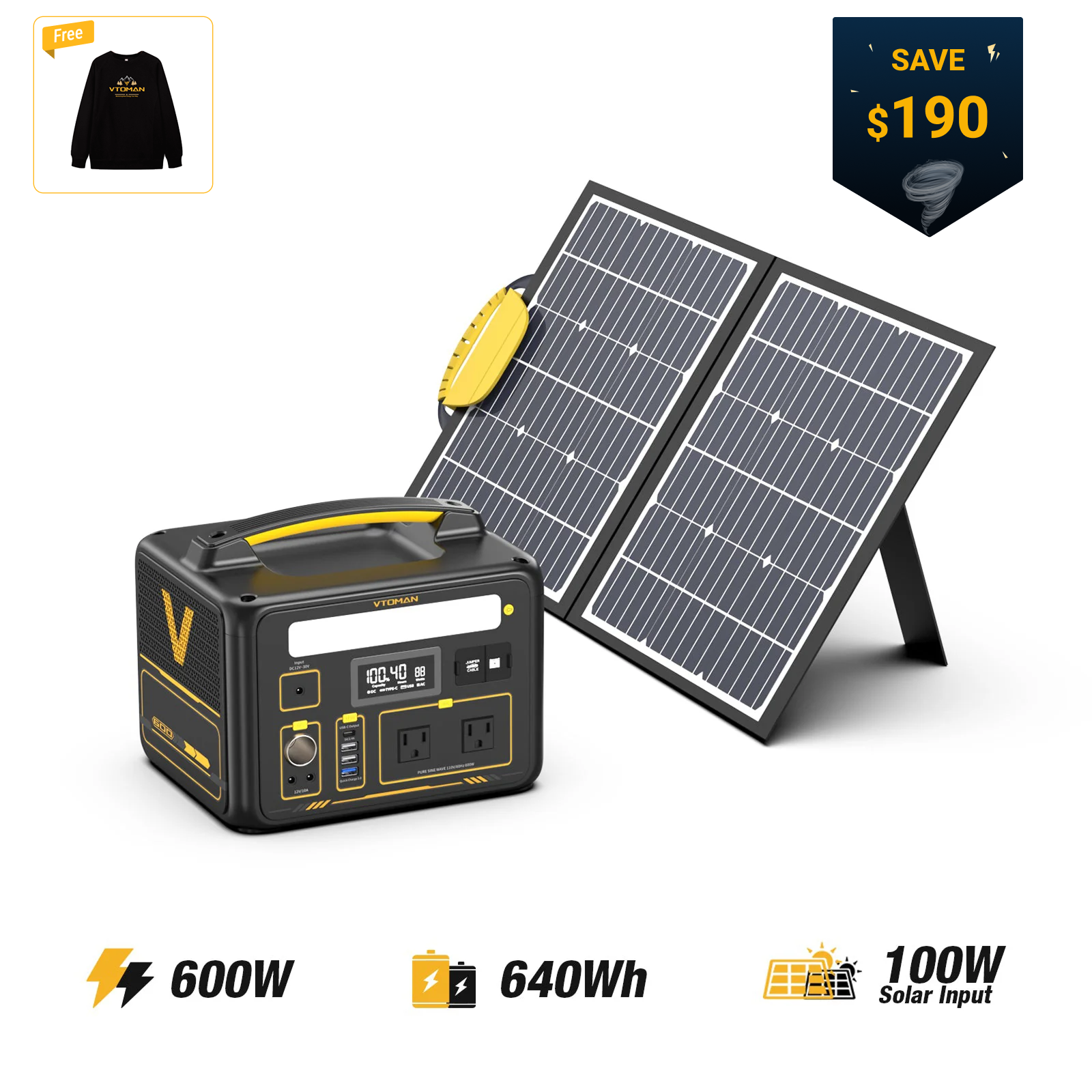 VTOMAN 100W Foldable Solar Panel