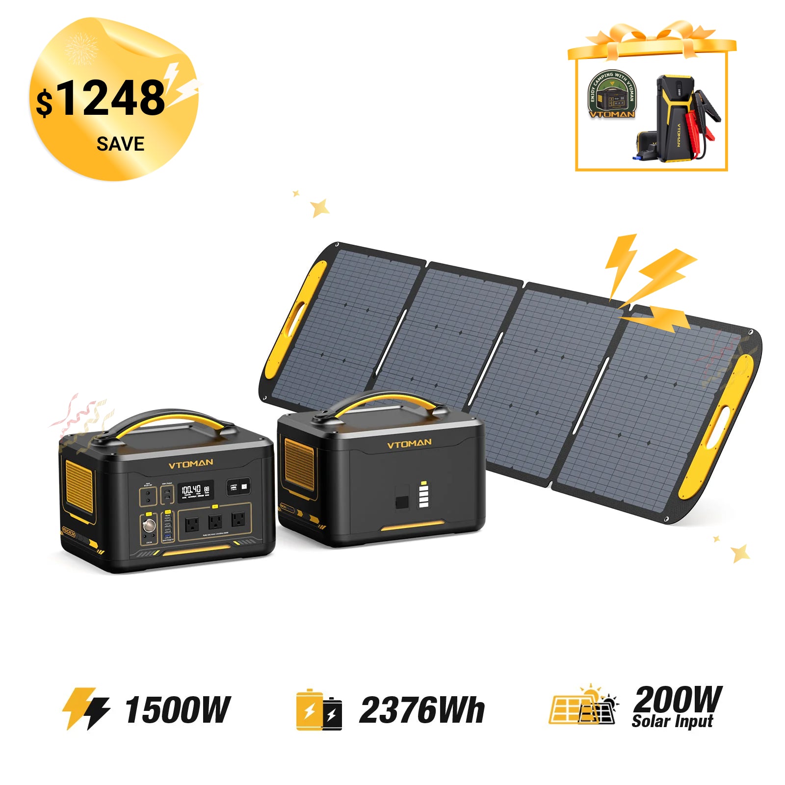 Jump 1500W/2376Wh 200W Solar Panel