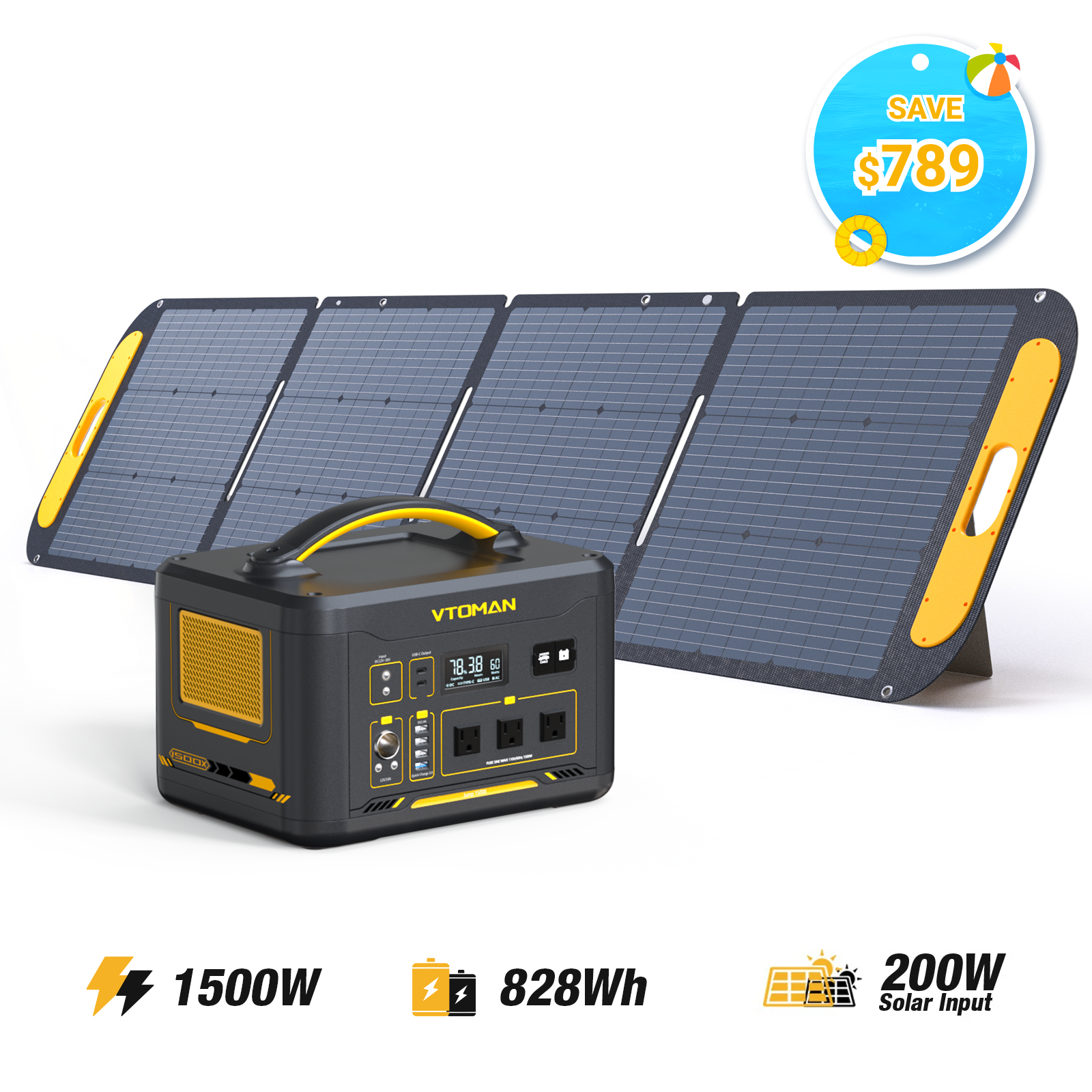 VTOMAN Jump 1500X with 200W Solar Panel