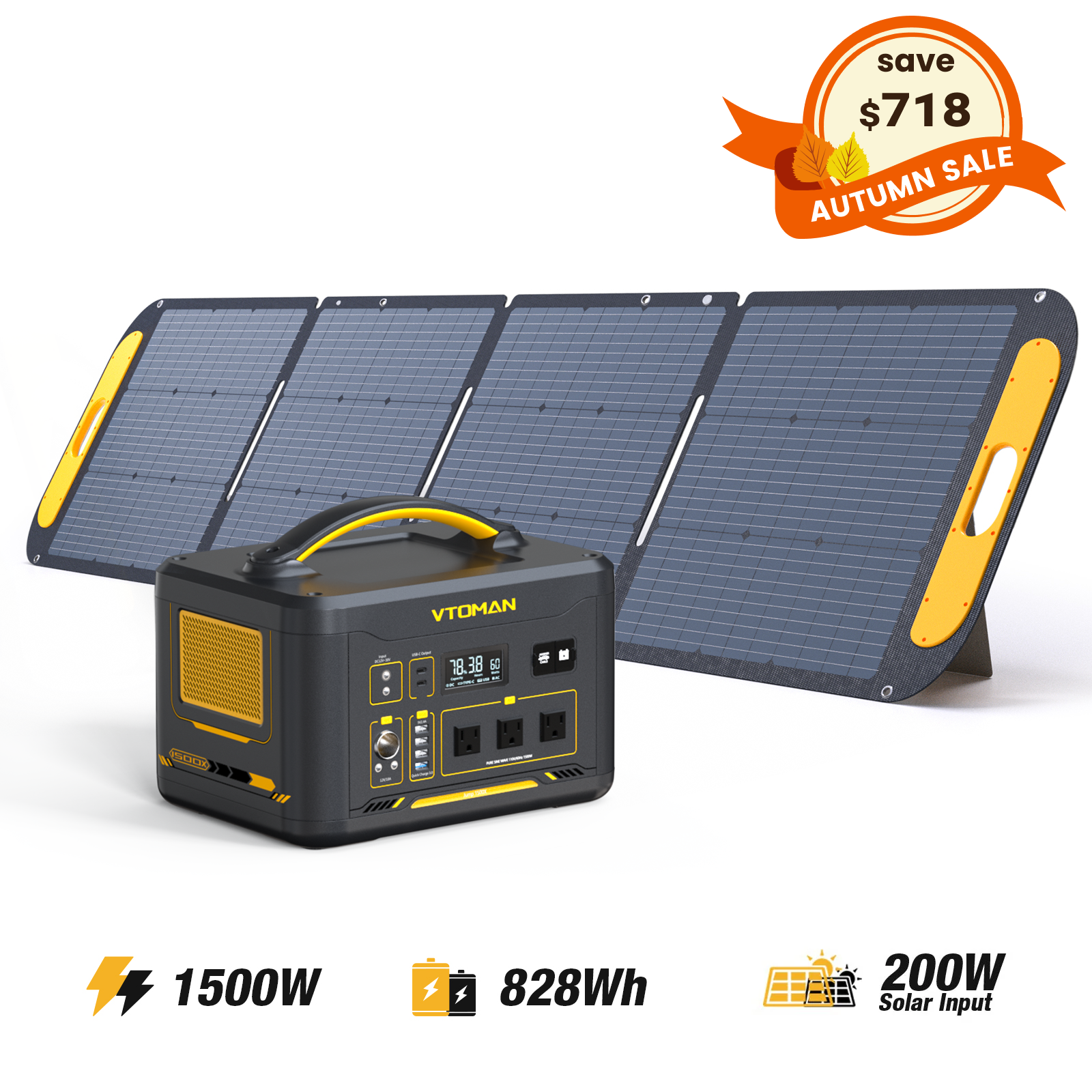 VTOMAN Jump 1500X with 200W Solar Panel