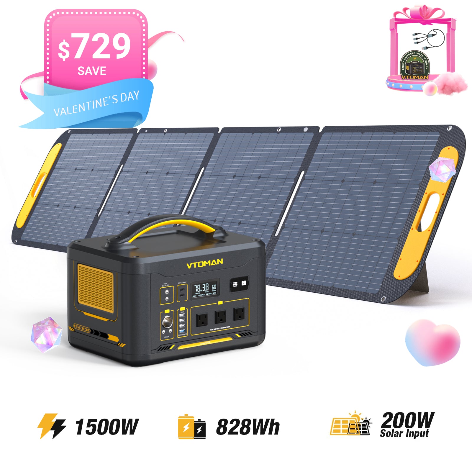 VTOMAN Jump 1500X with 200W Solar Panel