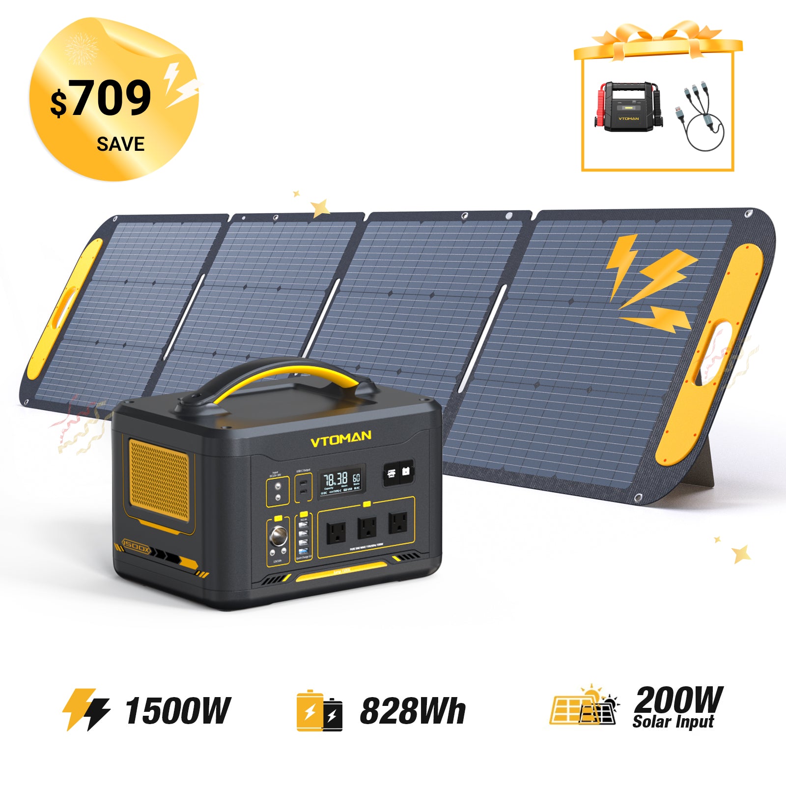 VTOMAN Jump 1500X with 200W Solar Panel