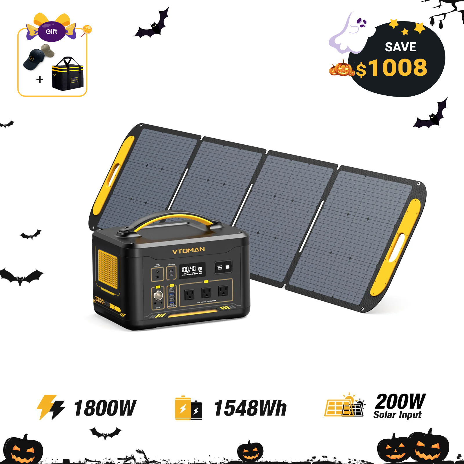 VTOMAN Jump 1800 with 200W Solar Panel