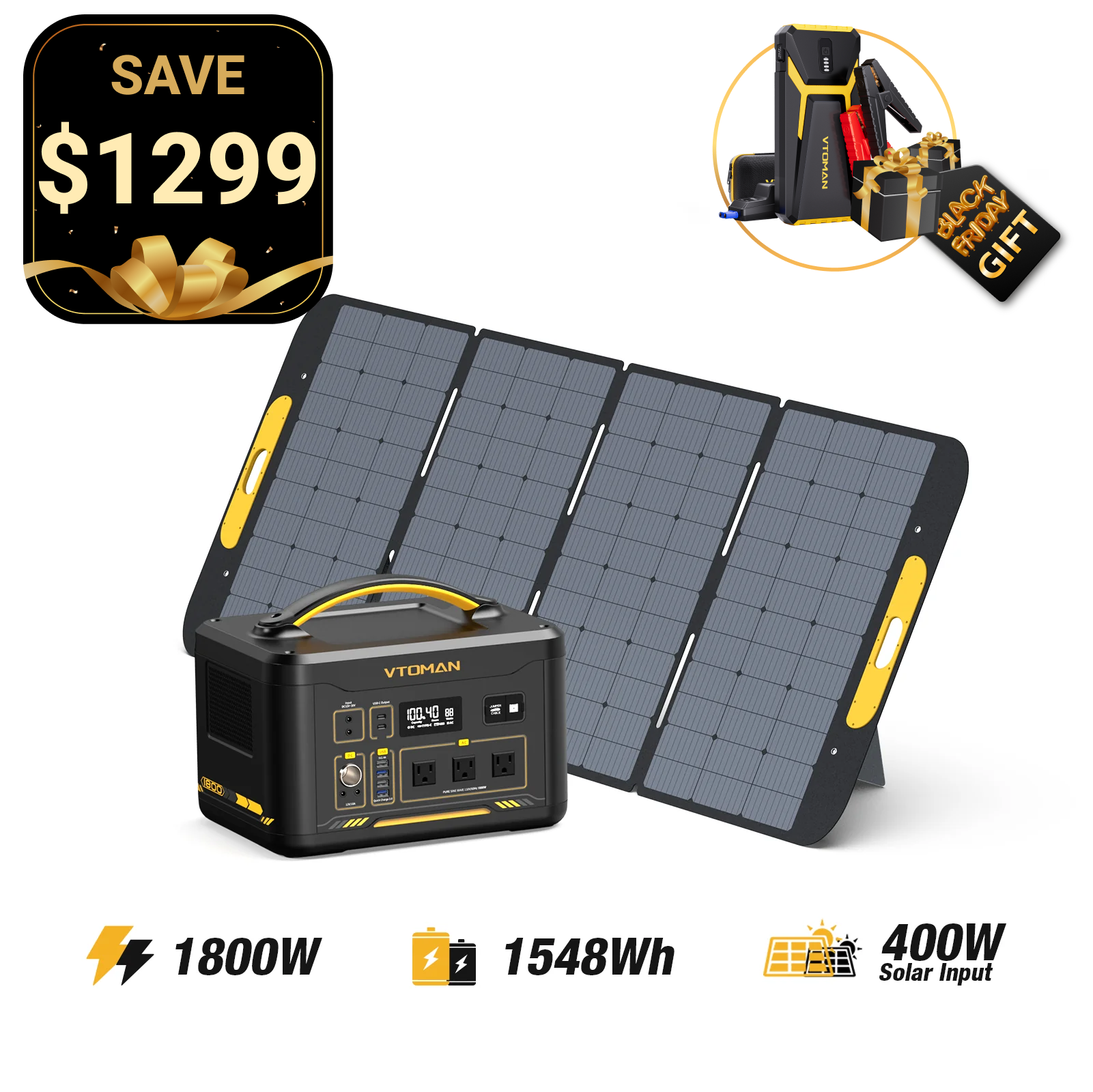 Generador solar VTOMAN Jump 1800W/1548Wh 400W