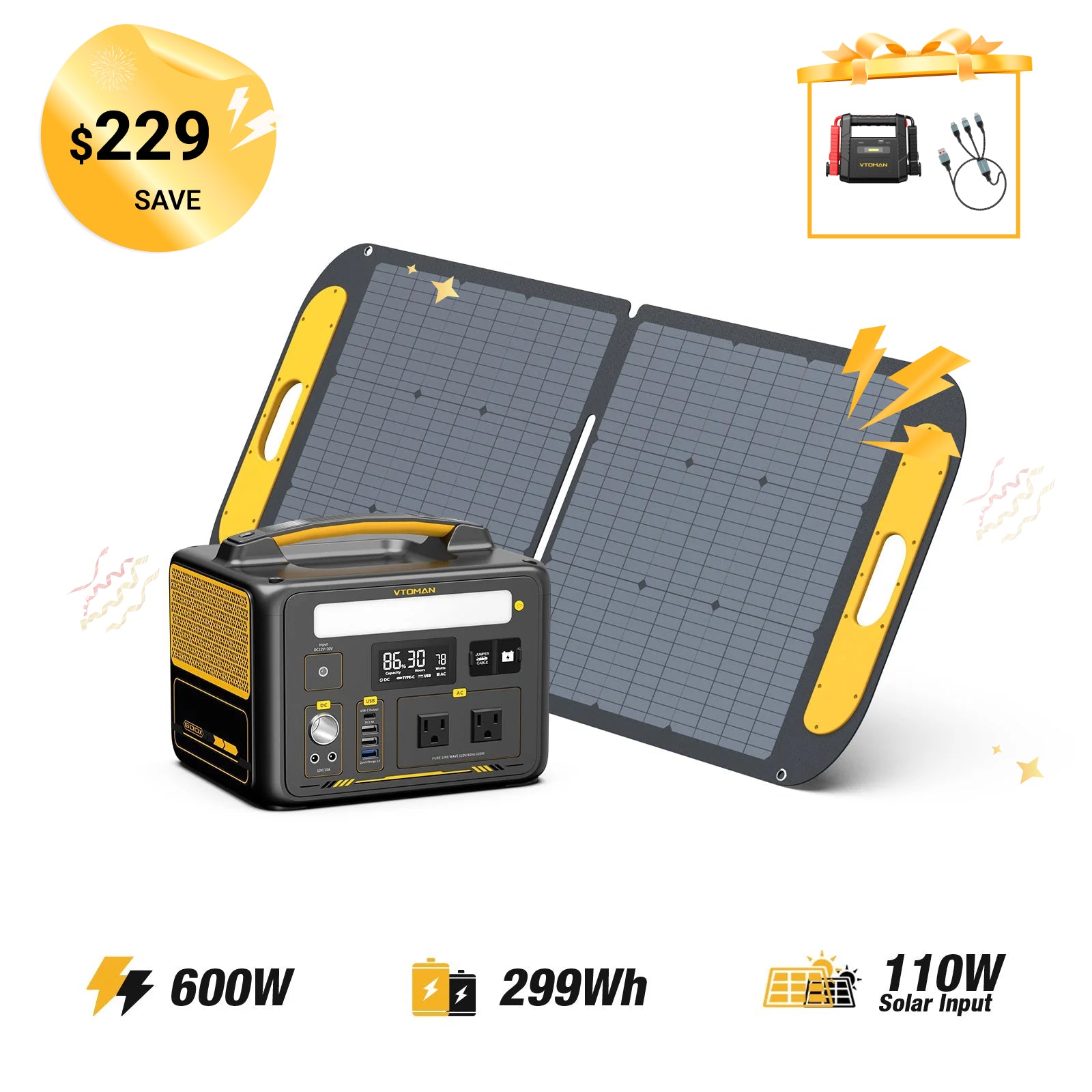 VTOMAN Jump 600X with 110W Solar Panel